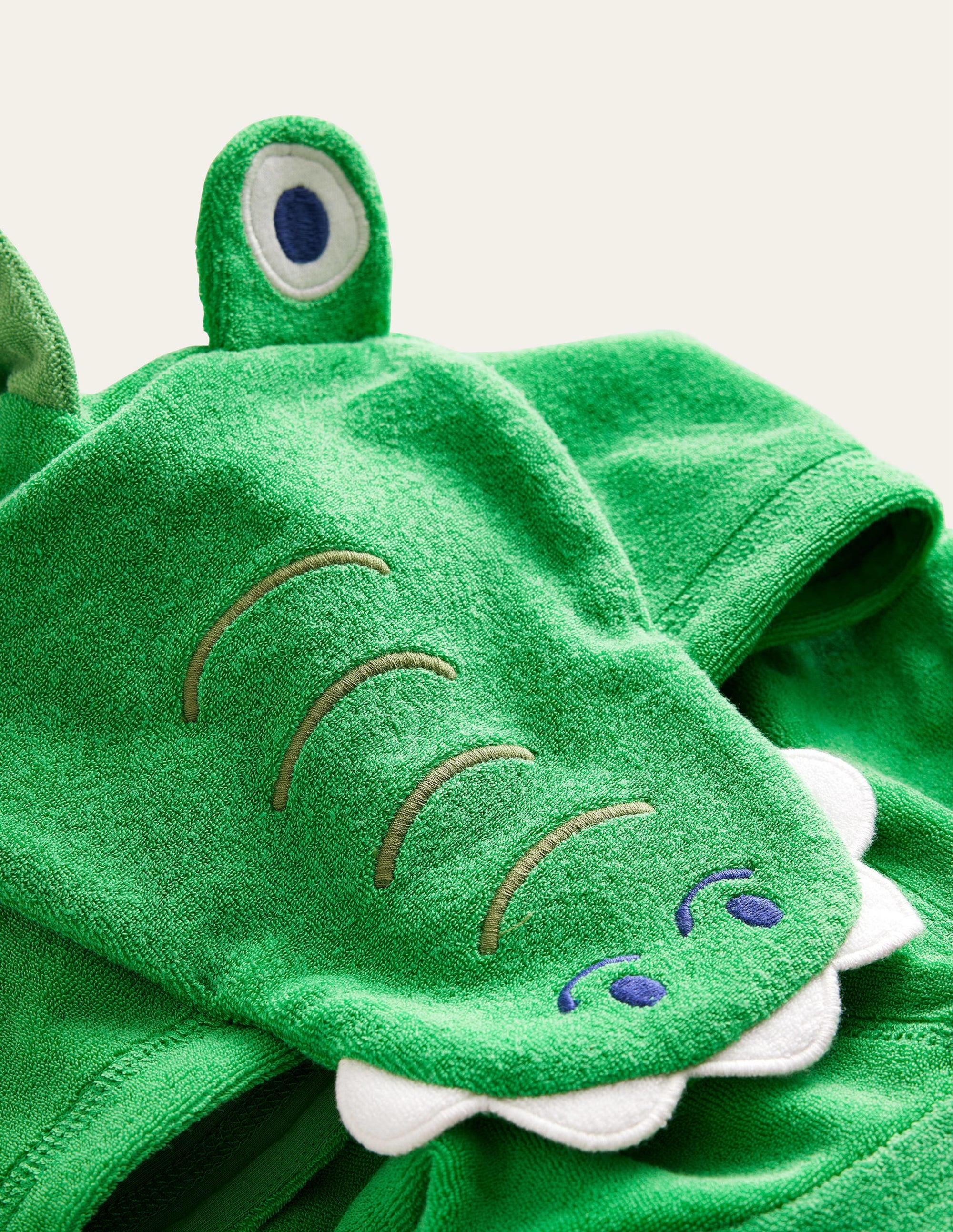 Appliqué Towelling Throw-on-Green/Ivory Crocodile - Image 3