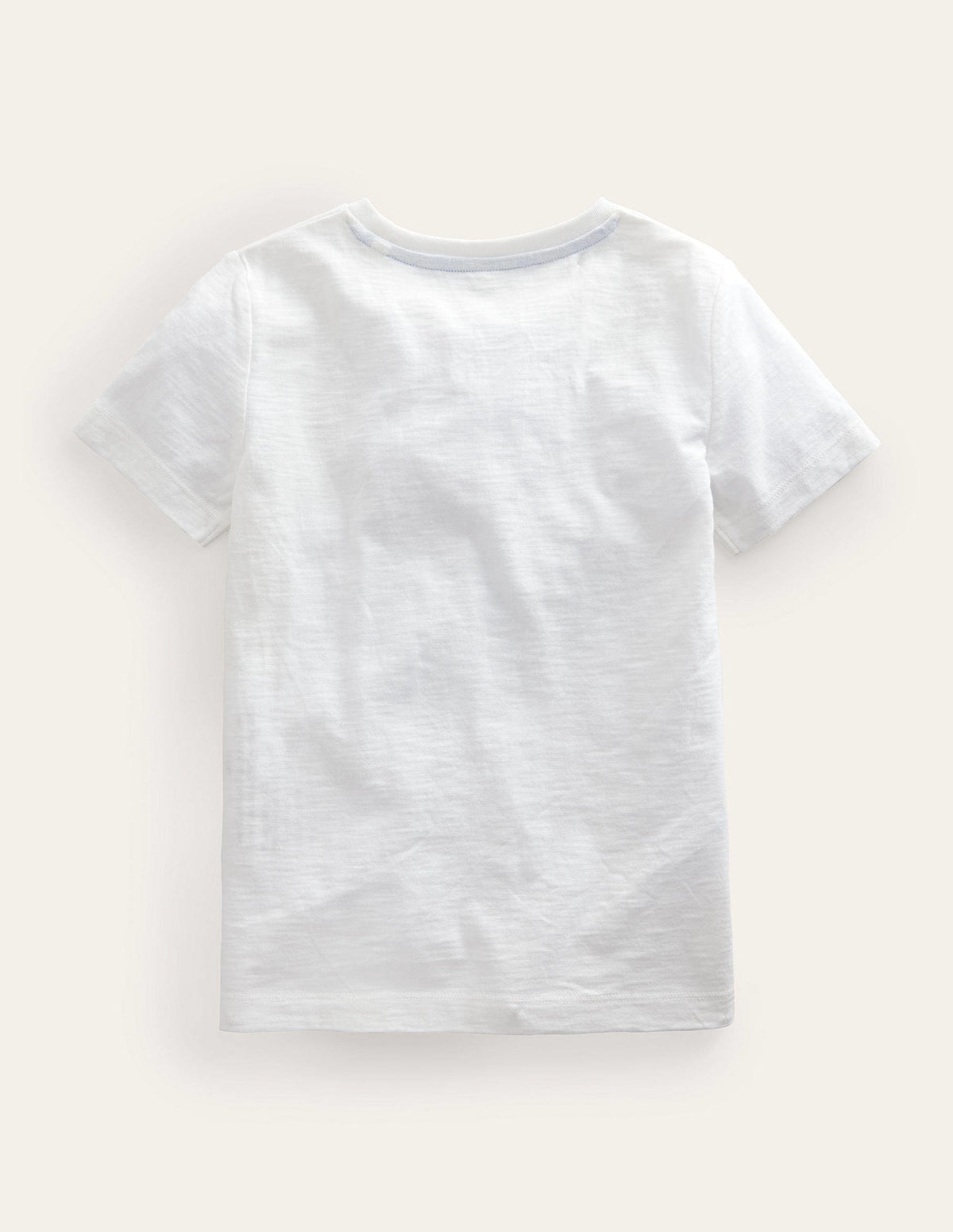 Chain Stitch Slogan T-shirt-Ivory White Hello - Image 2