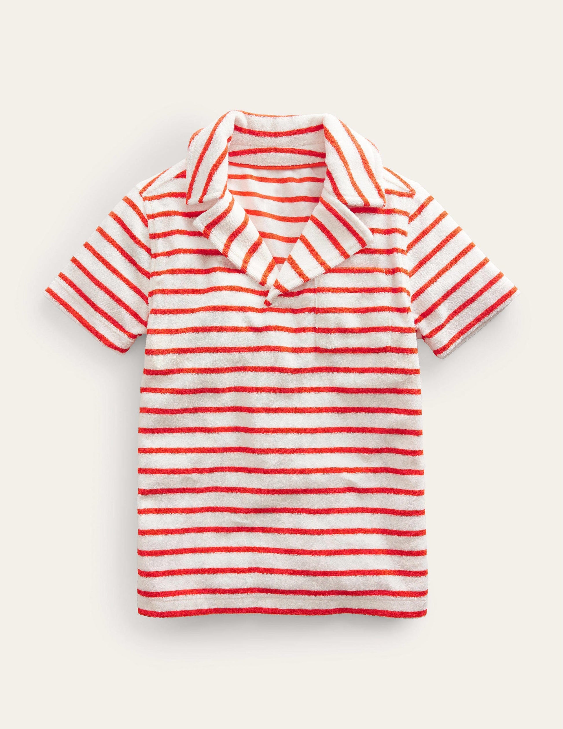 Towelling Polo-Red/White-1