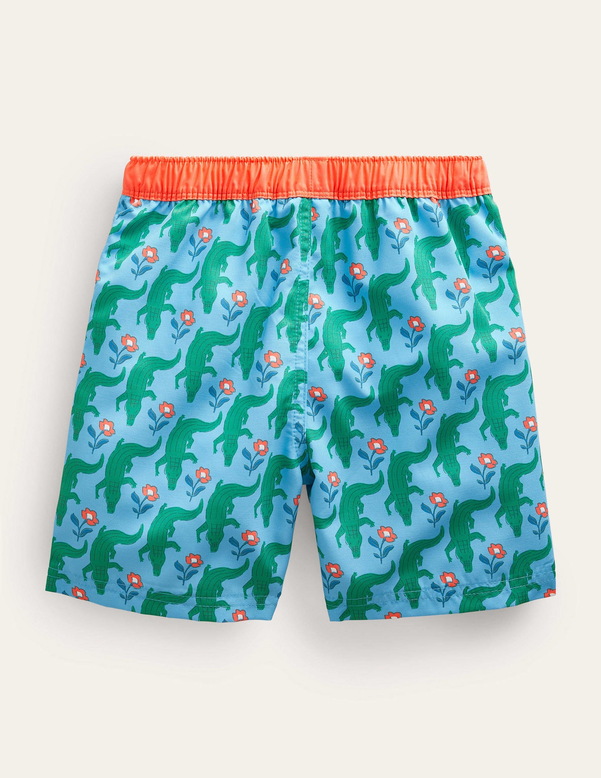 Swim Shorts-Aqua Crocodile Woodblock-2