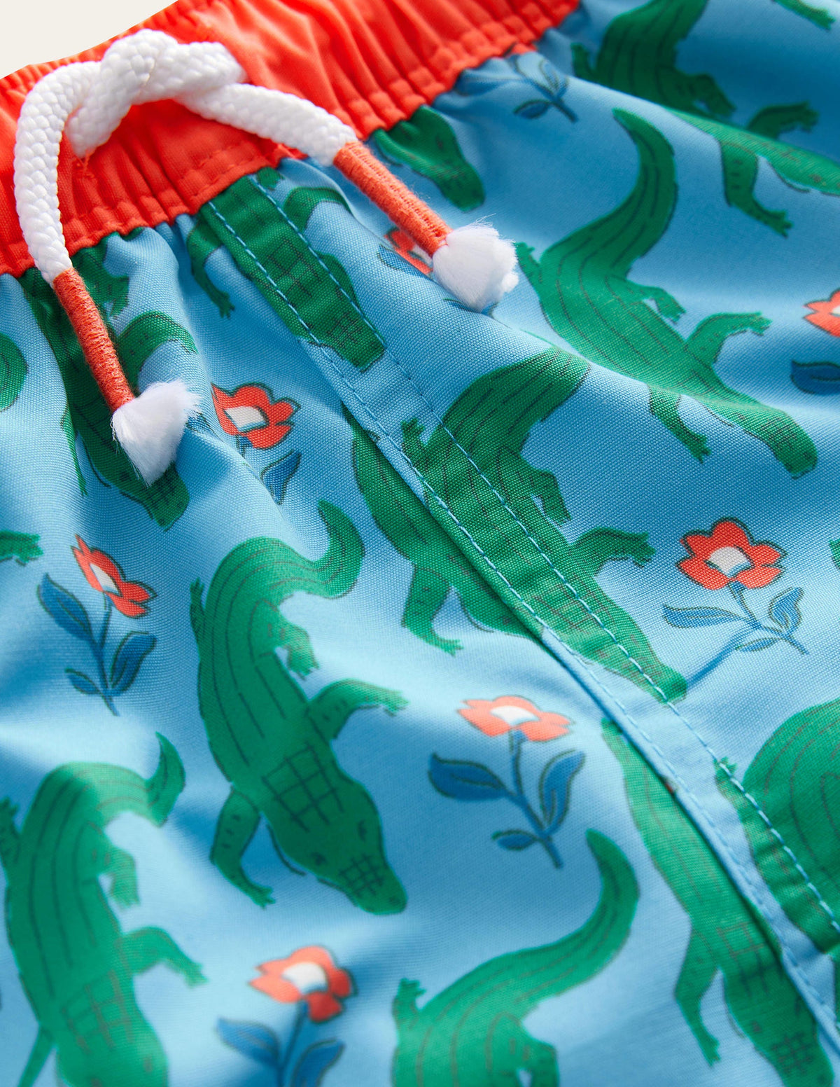 Swim Shorts-Aqua Crocodile Woodblock - Image 3