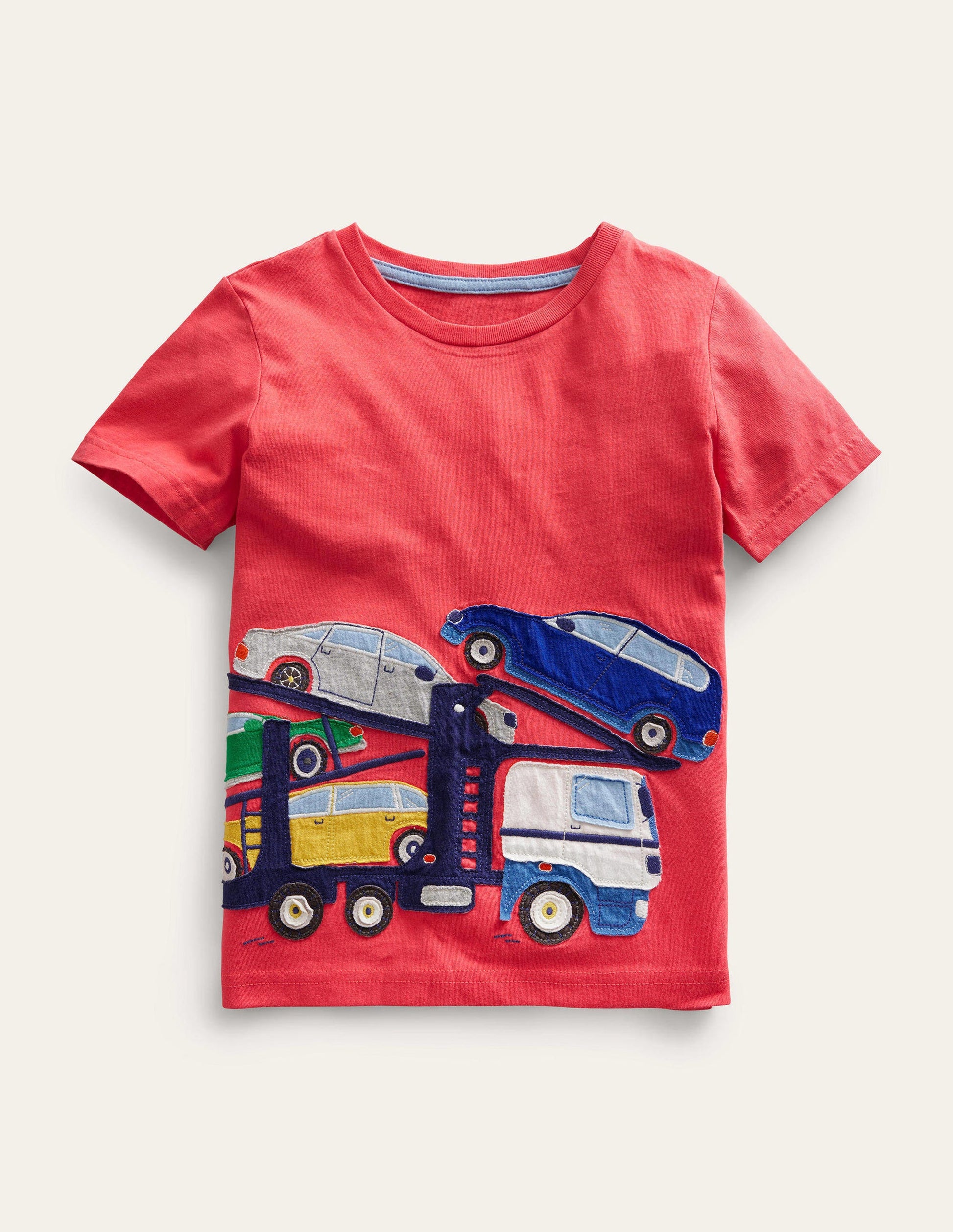 Appliqué Front & Back T-shirt-Jam Red Transporter-1