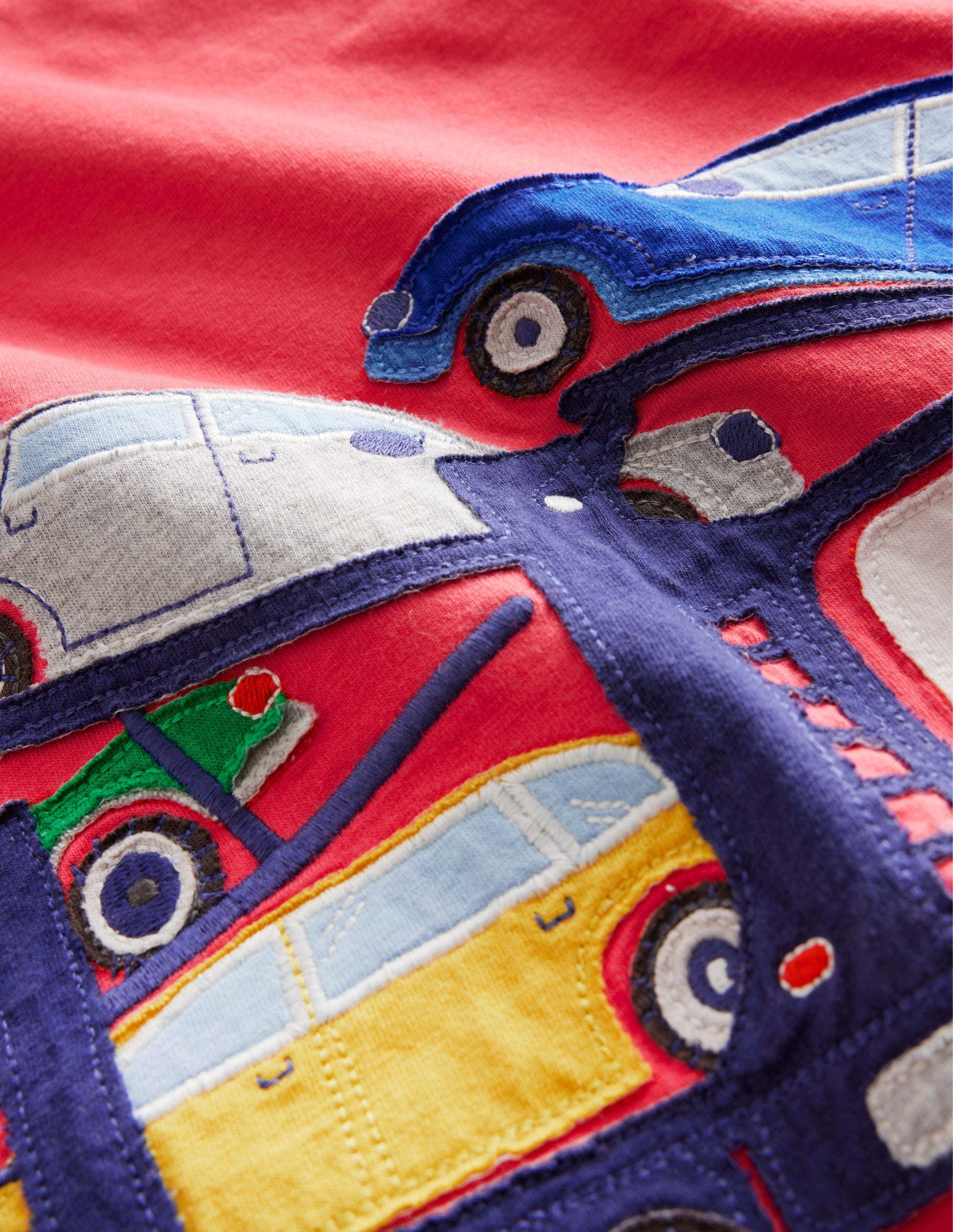 Appliqué Front & Back T-shirt-Jam Red Transporter-3