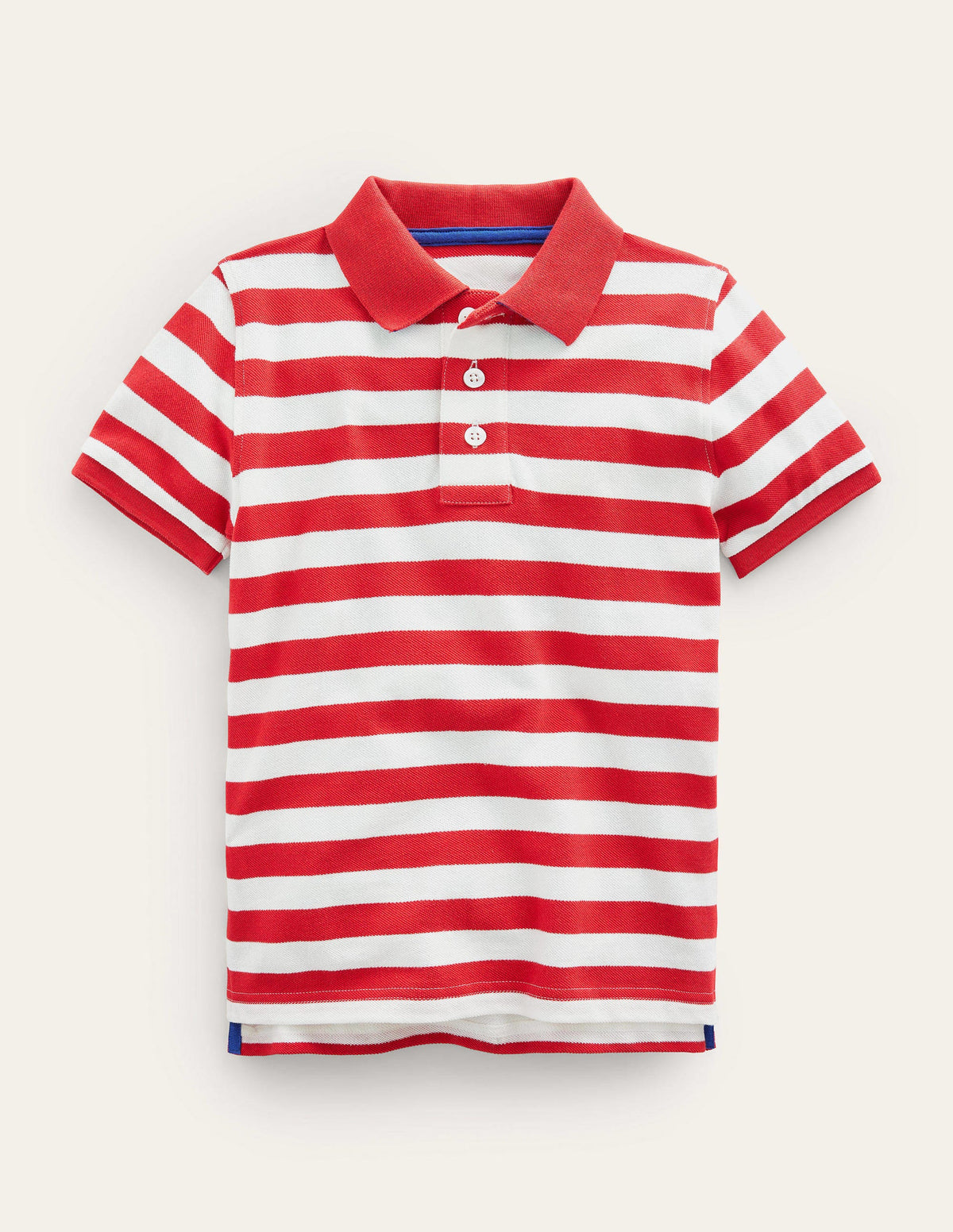 Piqué Polo Shirt-Breton Ivory/Red - Image 1