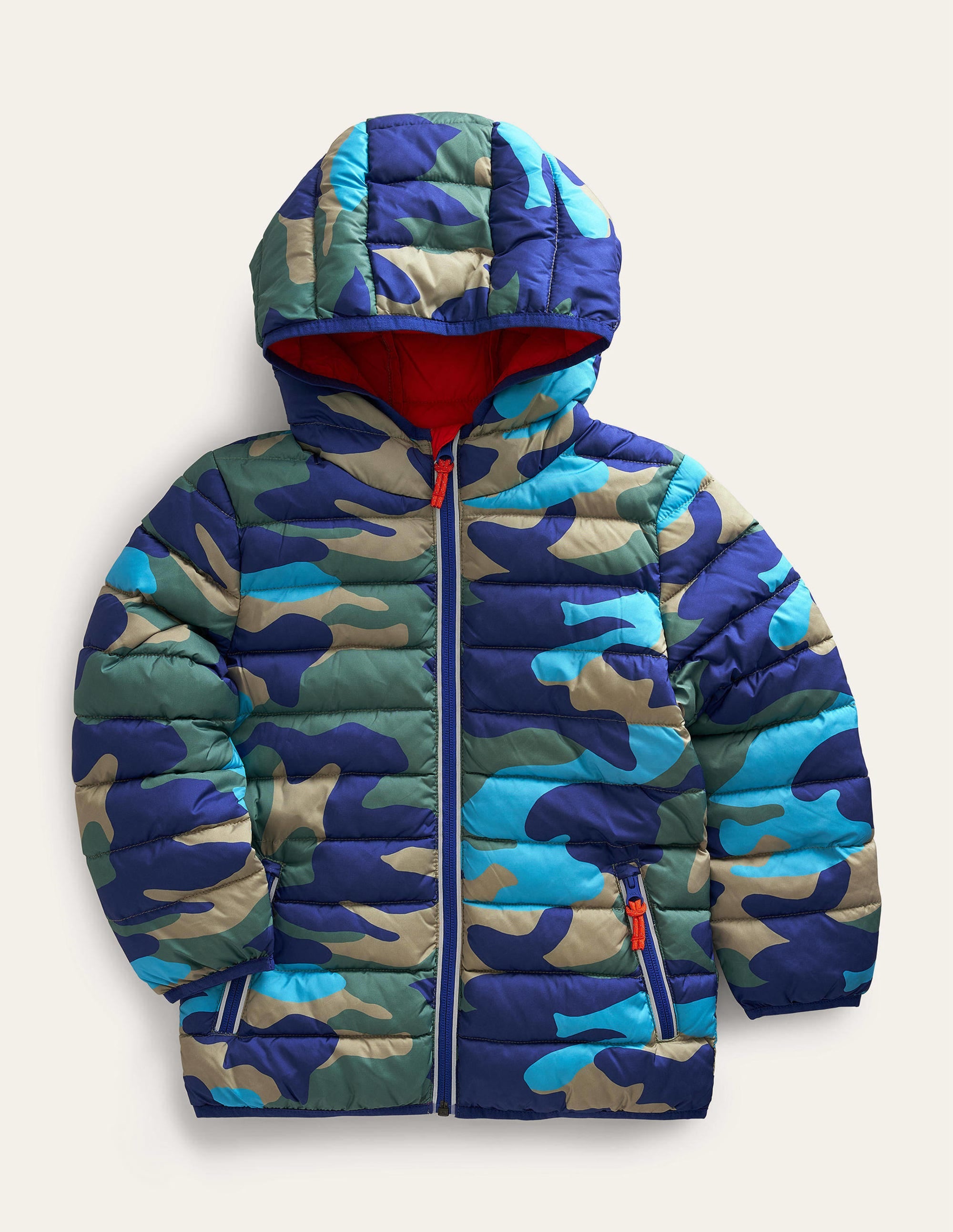 Cosy Pack-away Padded Jacket-Brilliant Blue Camo - Image 1