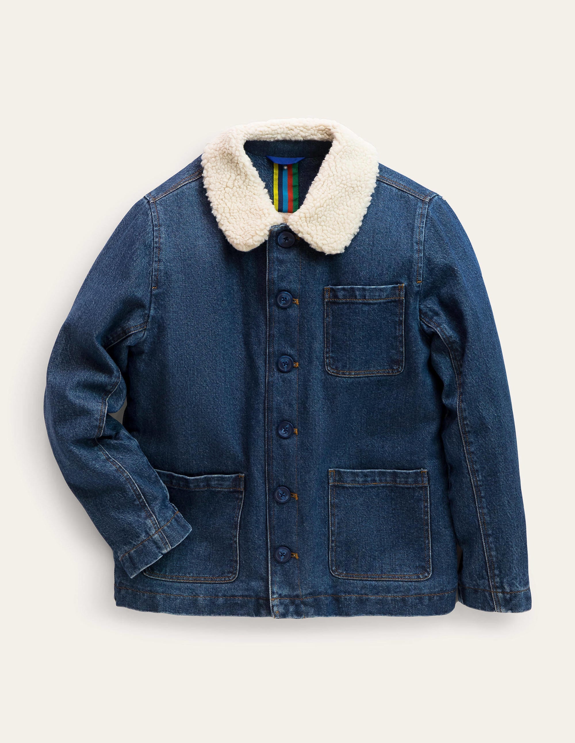 Borg Lined Jacket-Mid Vintage Denim - Image 1