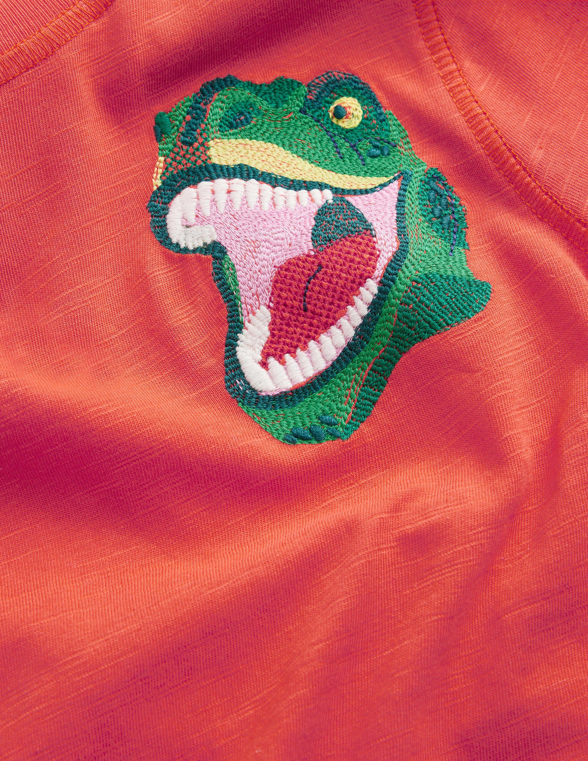 Washed Superstitch T-shirt-Mandarin Orange Dinosaur-3