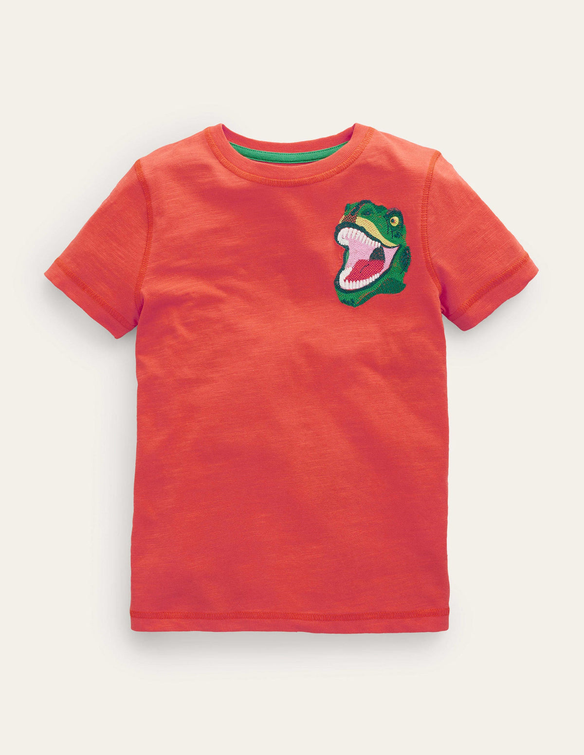 Washed Superstitch T-shirt-Mandarin Orange Dinosaur - Image 1