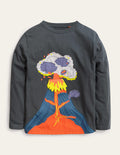 Lift-the Flap T-shirt-Smoke/Mandarin Red Volcano
