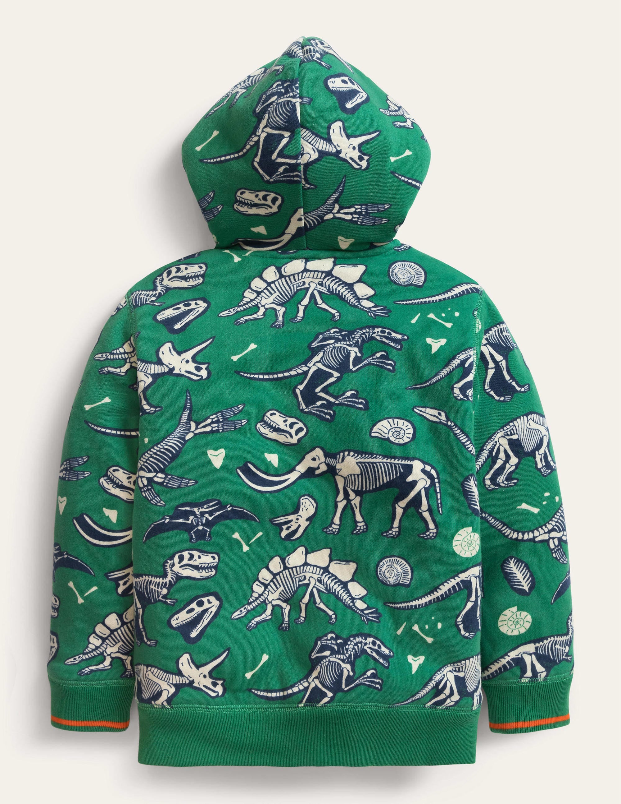Shaggy Print Hoodie-Deep Grass Green Dino Bones - Image 2