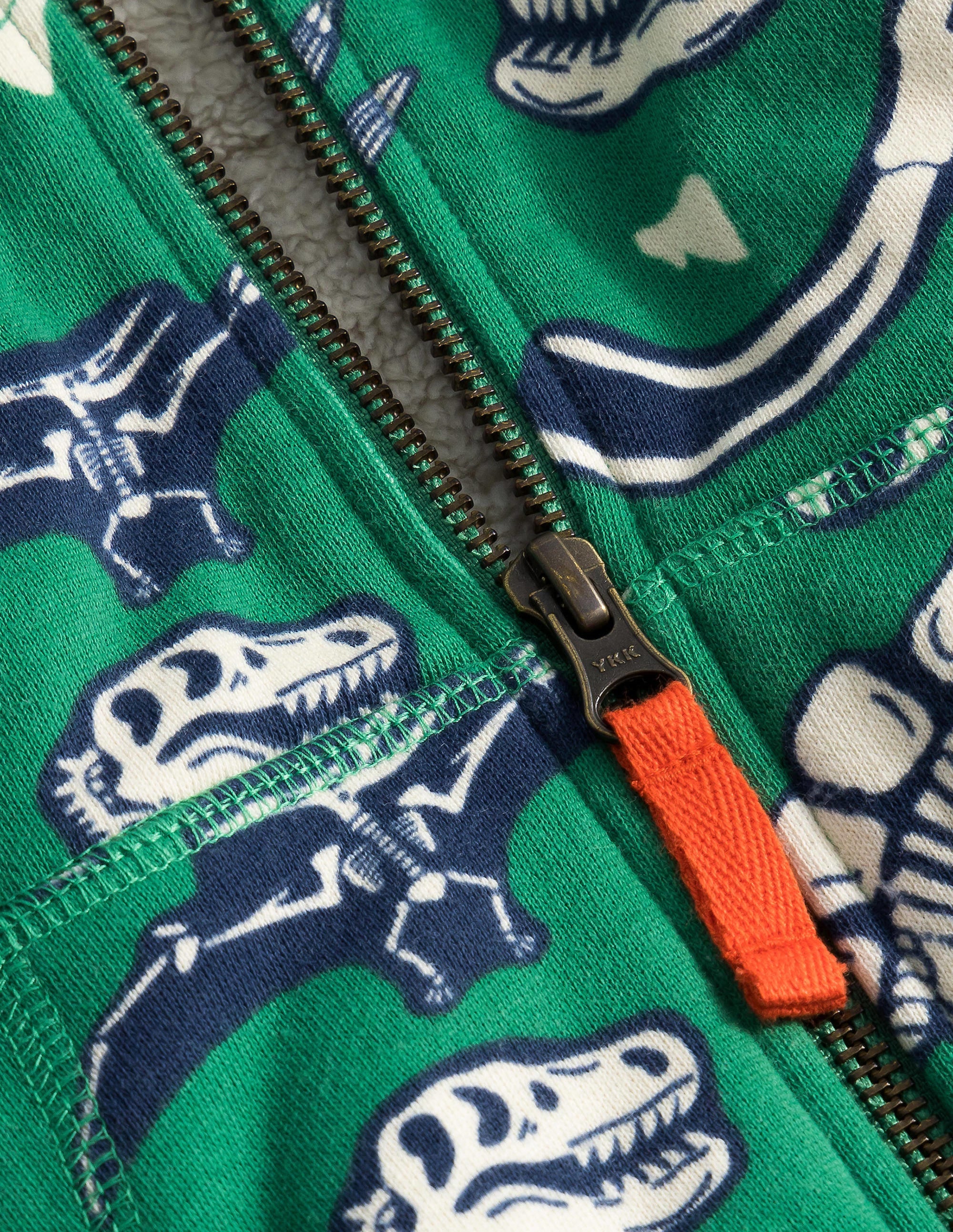 Shaggy Print Hoodie-Deep Grass Green Dino Bones - Image 3
