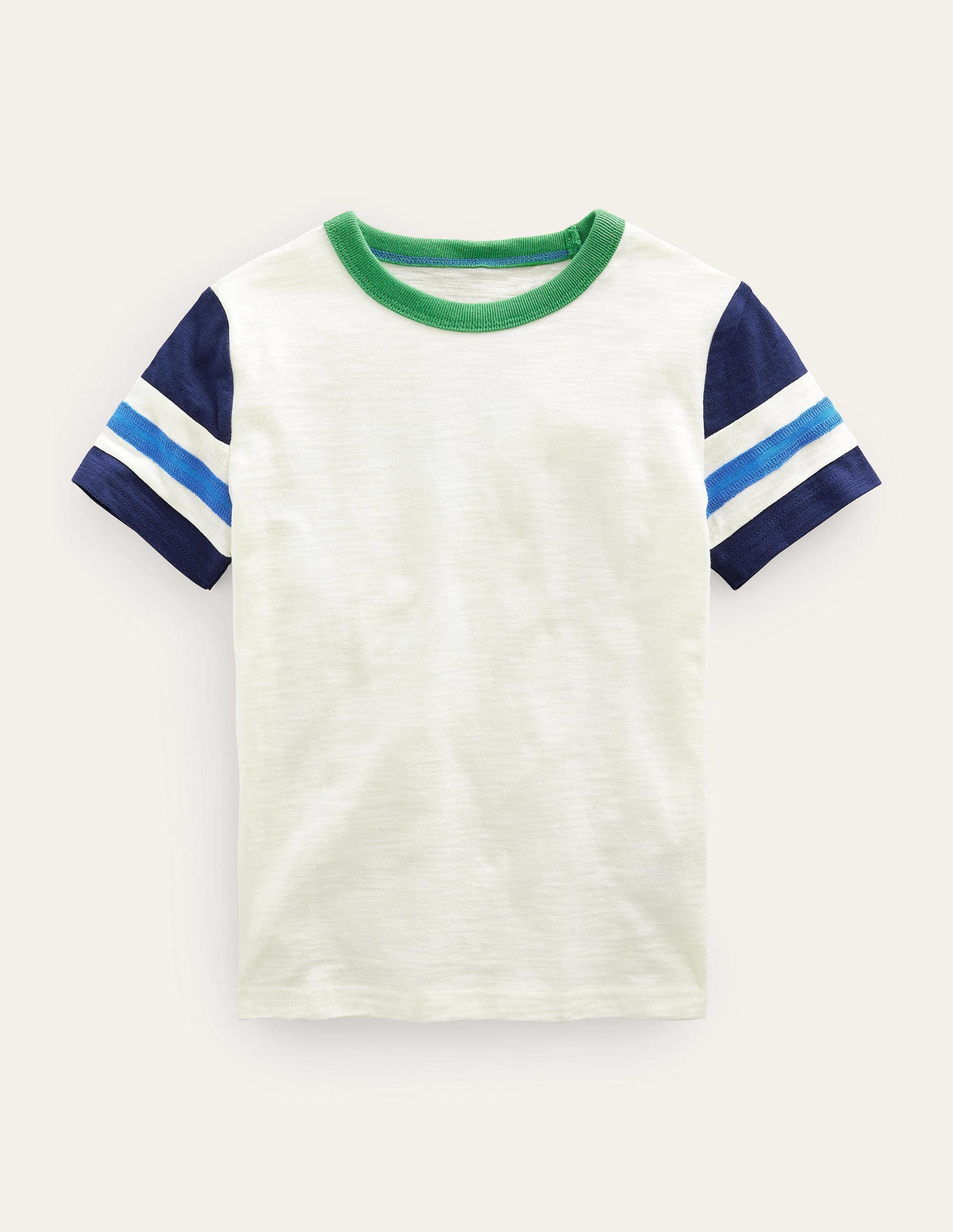 Sporty Short-Sleeve T-shirt-Ivory/College Navy - Image 1