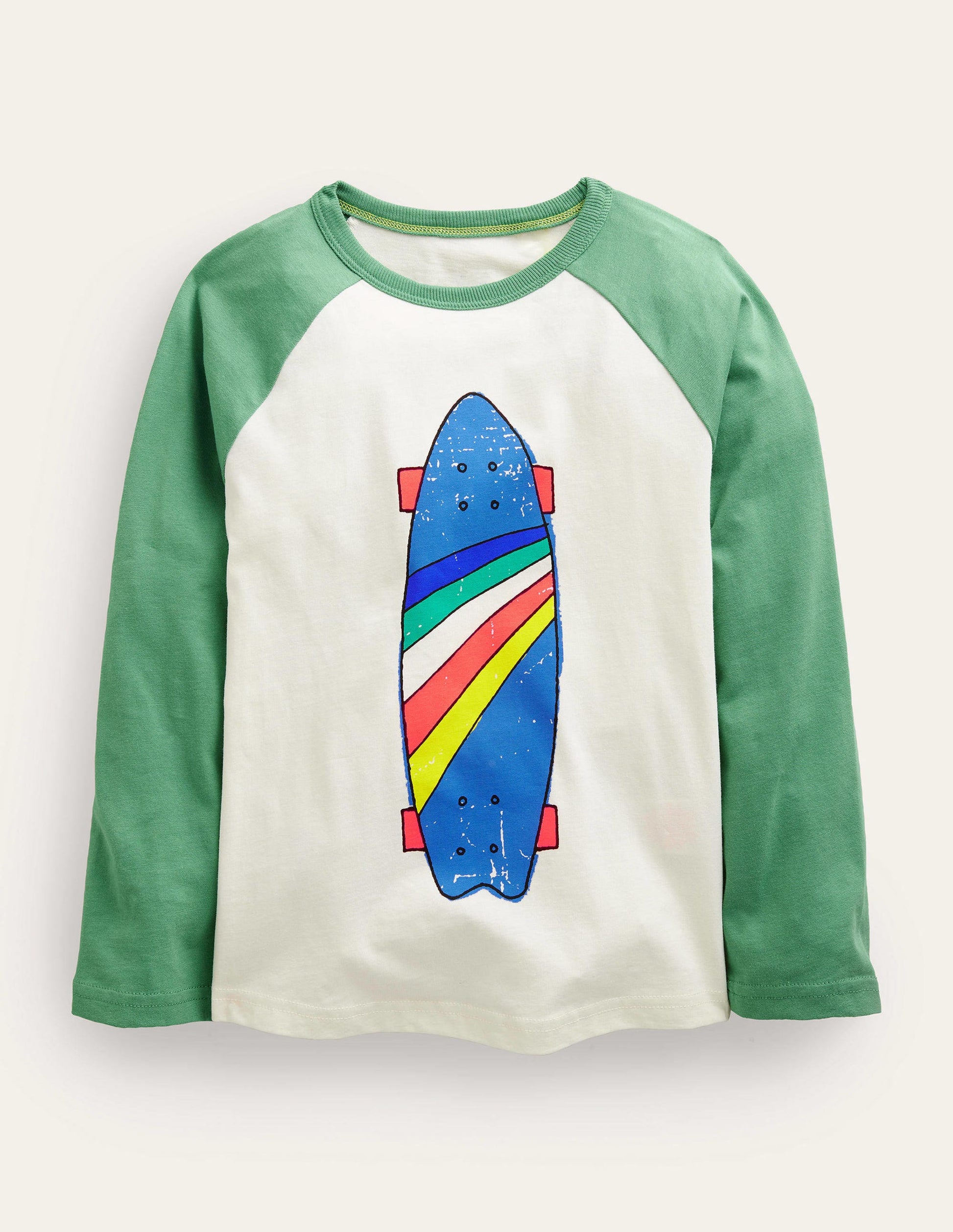 Raglan T-shirt-Deep Grass Green Skateboard-1