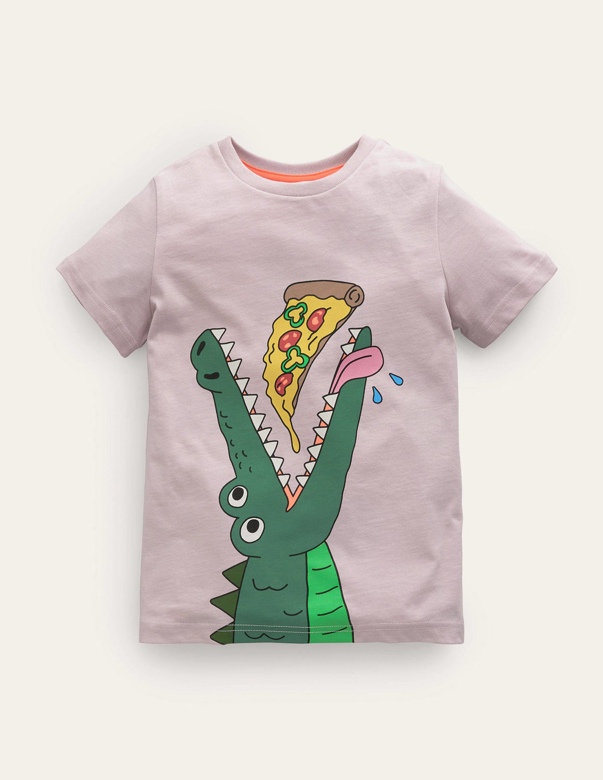 Funny Animal Logo T-shirt-French Pink Crocodile - Image 1
