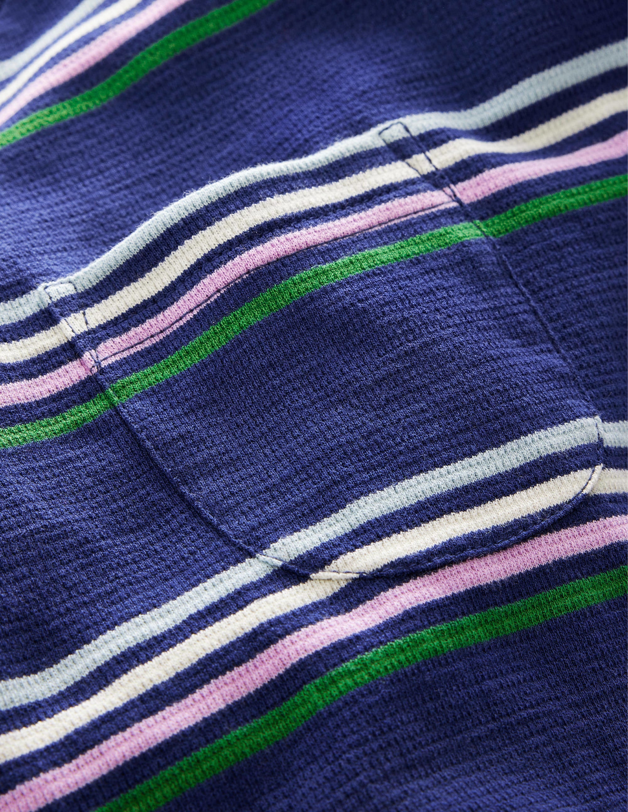 Long Sleeve Textured T-shirt-Navy/Buttercup/Green - Image 3