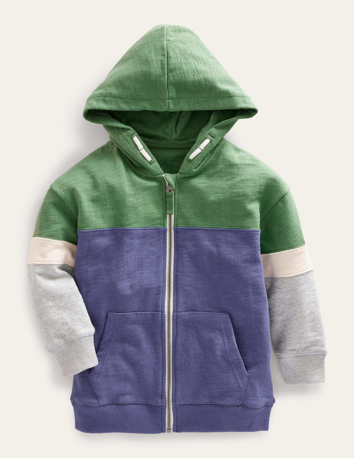 Colour Block Zip Hoodie-Soft Starboard-1