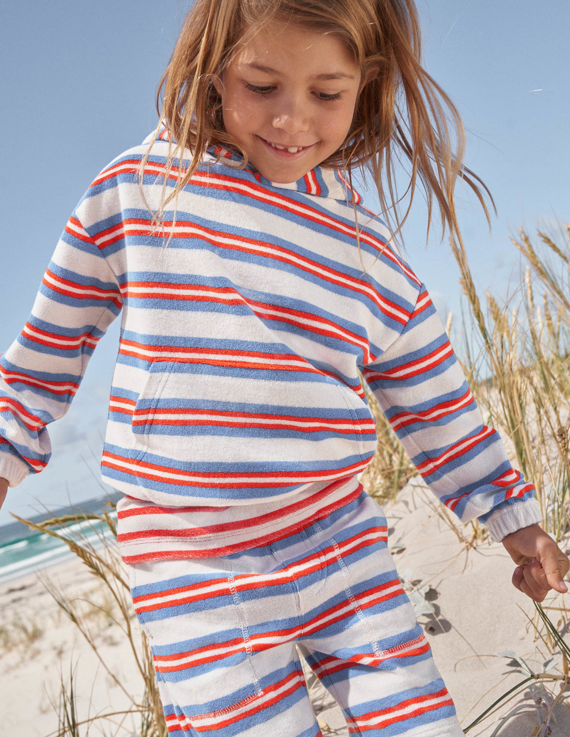 Towelling Hoodie-Cabana Blue Multi Stripe - Image 5