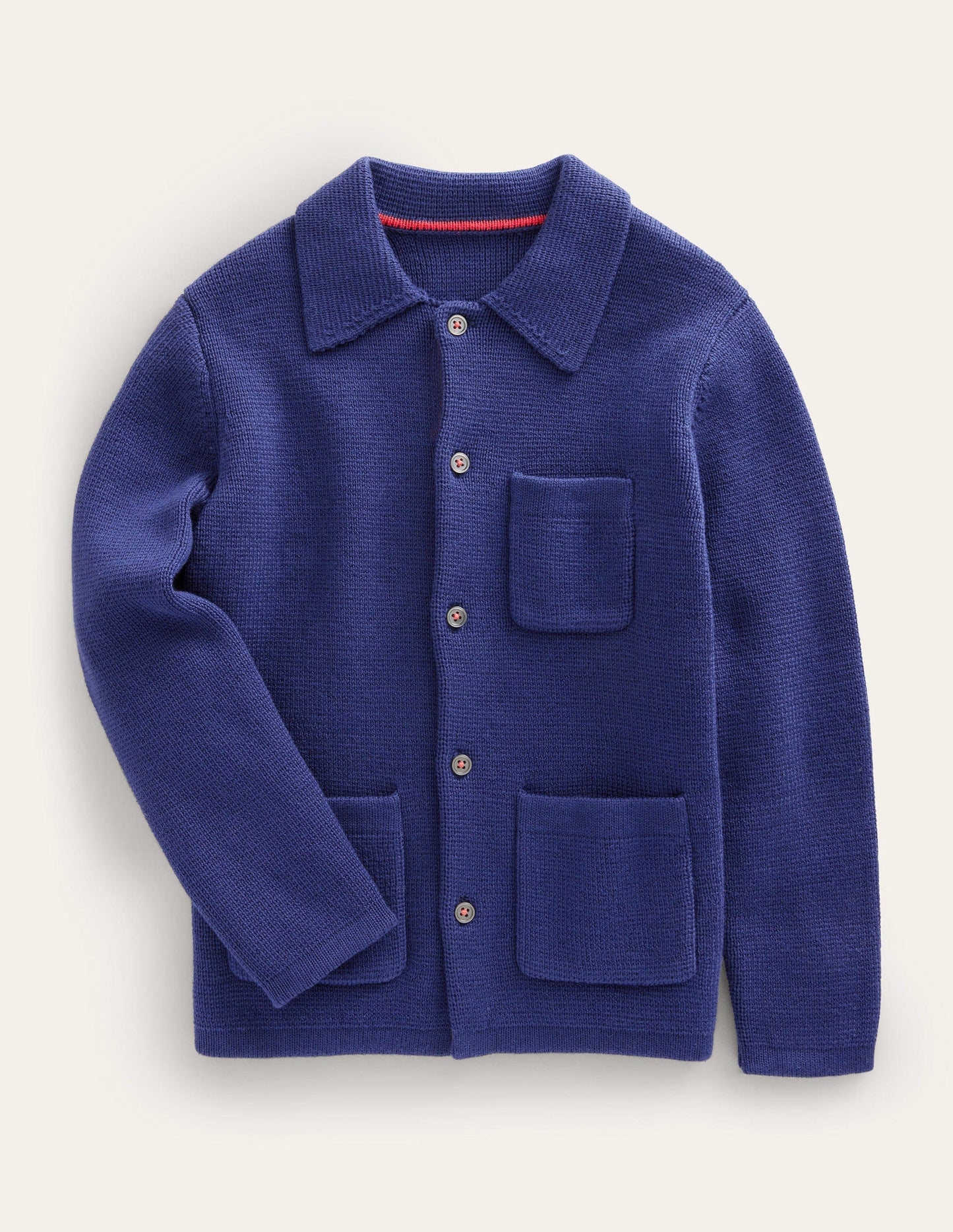 Knitted Button Through Jacket-College Navy