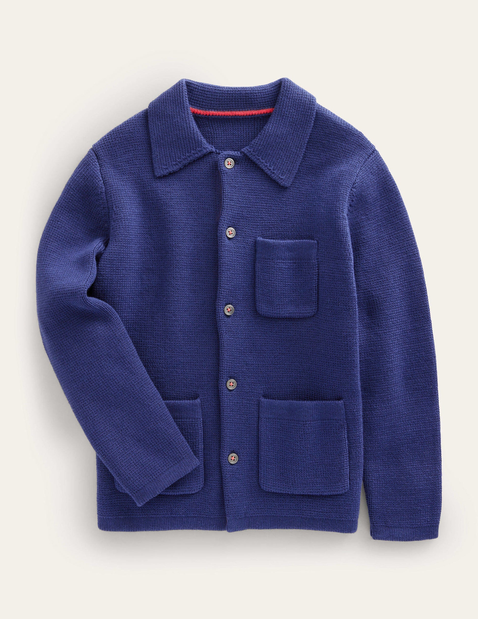 Knitted Button Through Jacket-College Navy-1