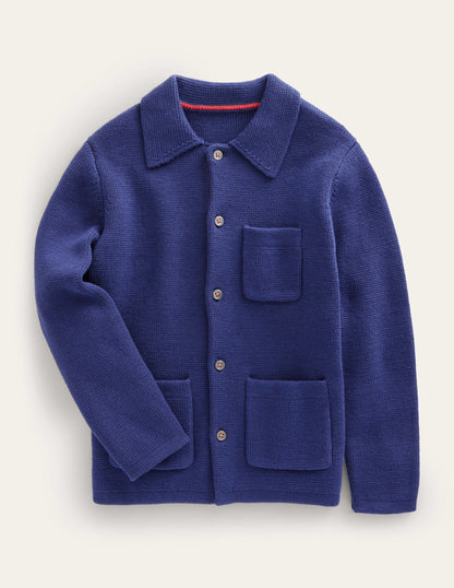 Knitted Button Through Jacket-College Navy-1