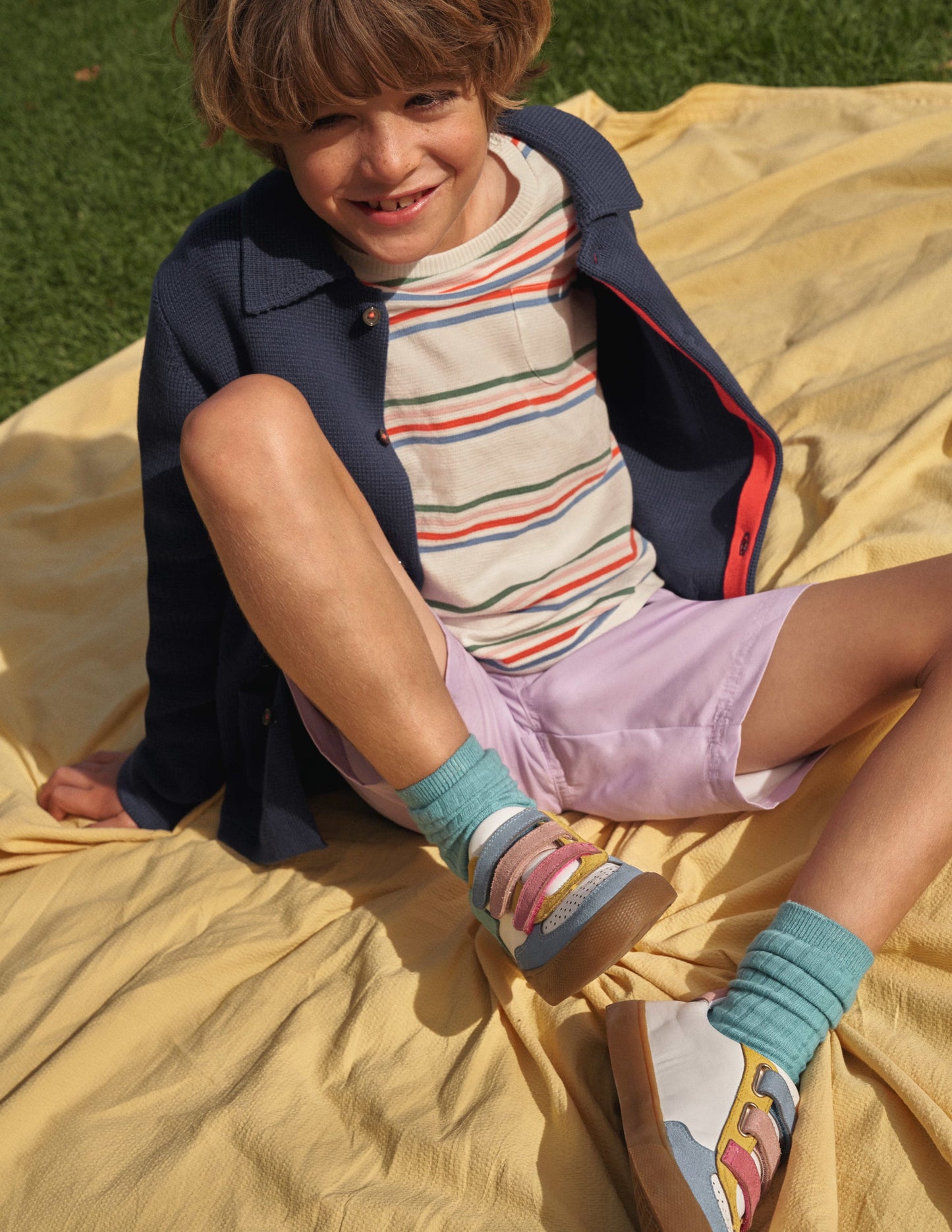 Knitted Button Through Jacket-College Navy