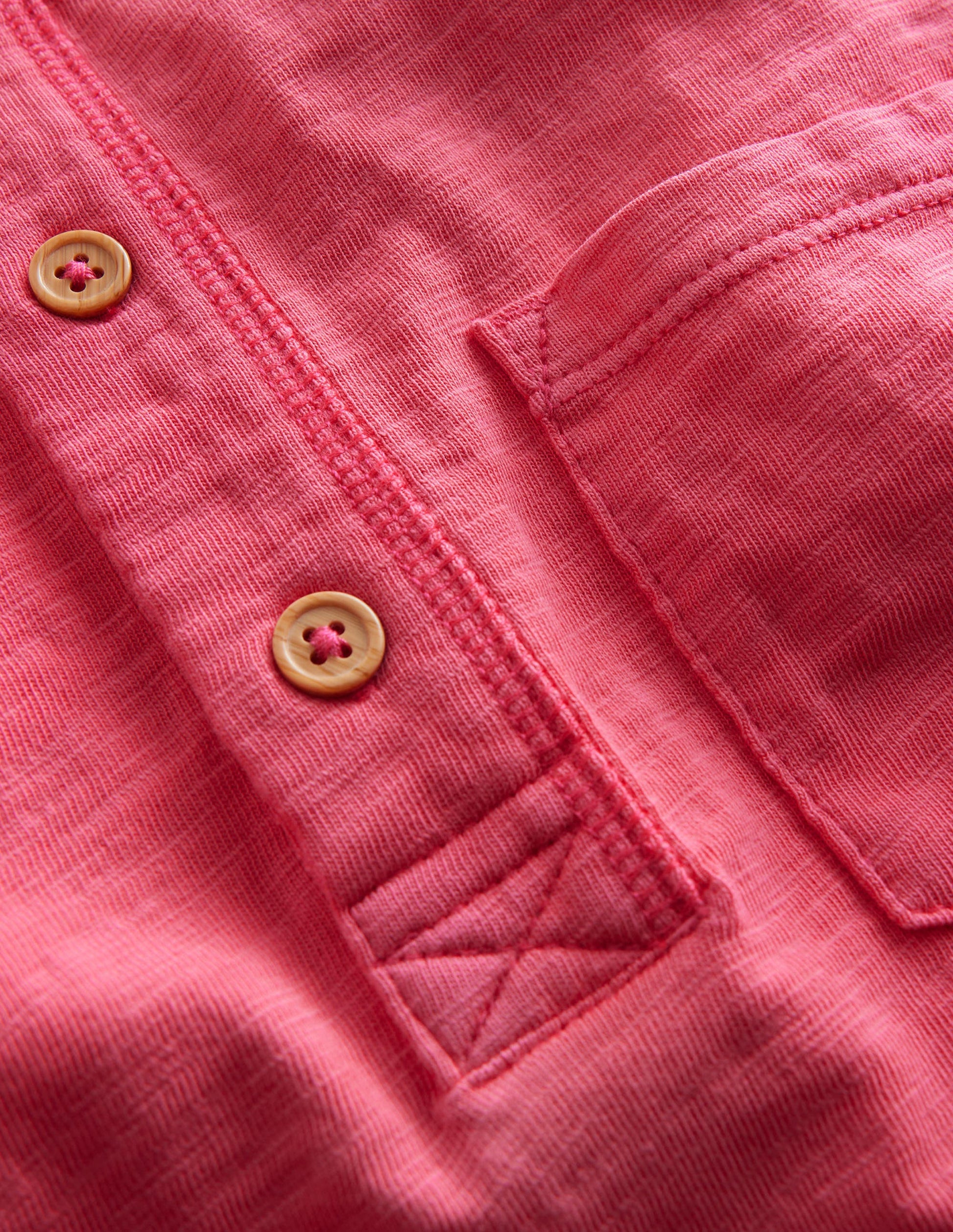 Washed Cotton Henley T-shirt-Lollipop Pink-3