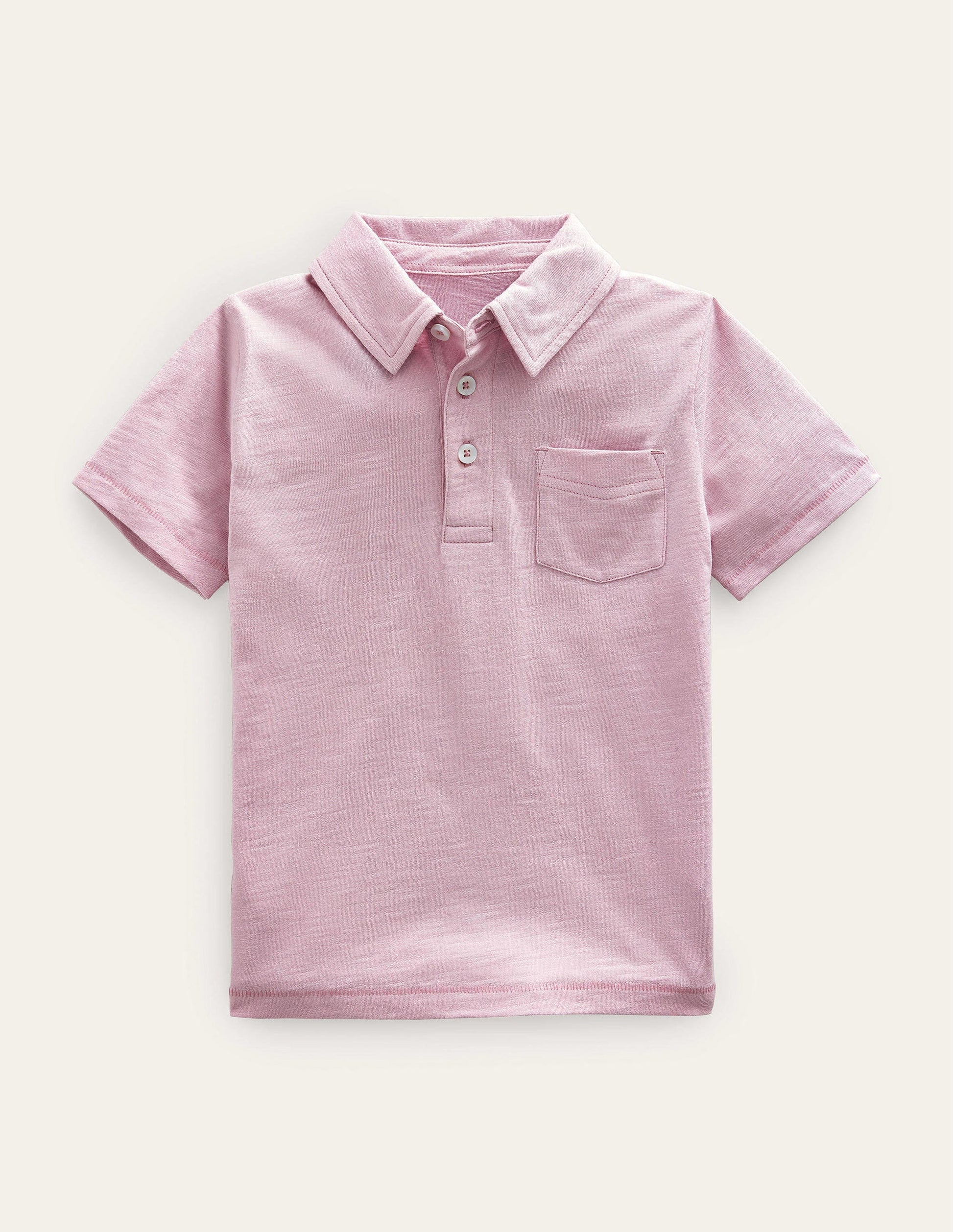 Slub Polo Shirt-Pink-1