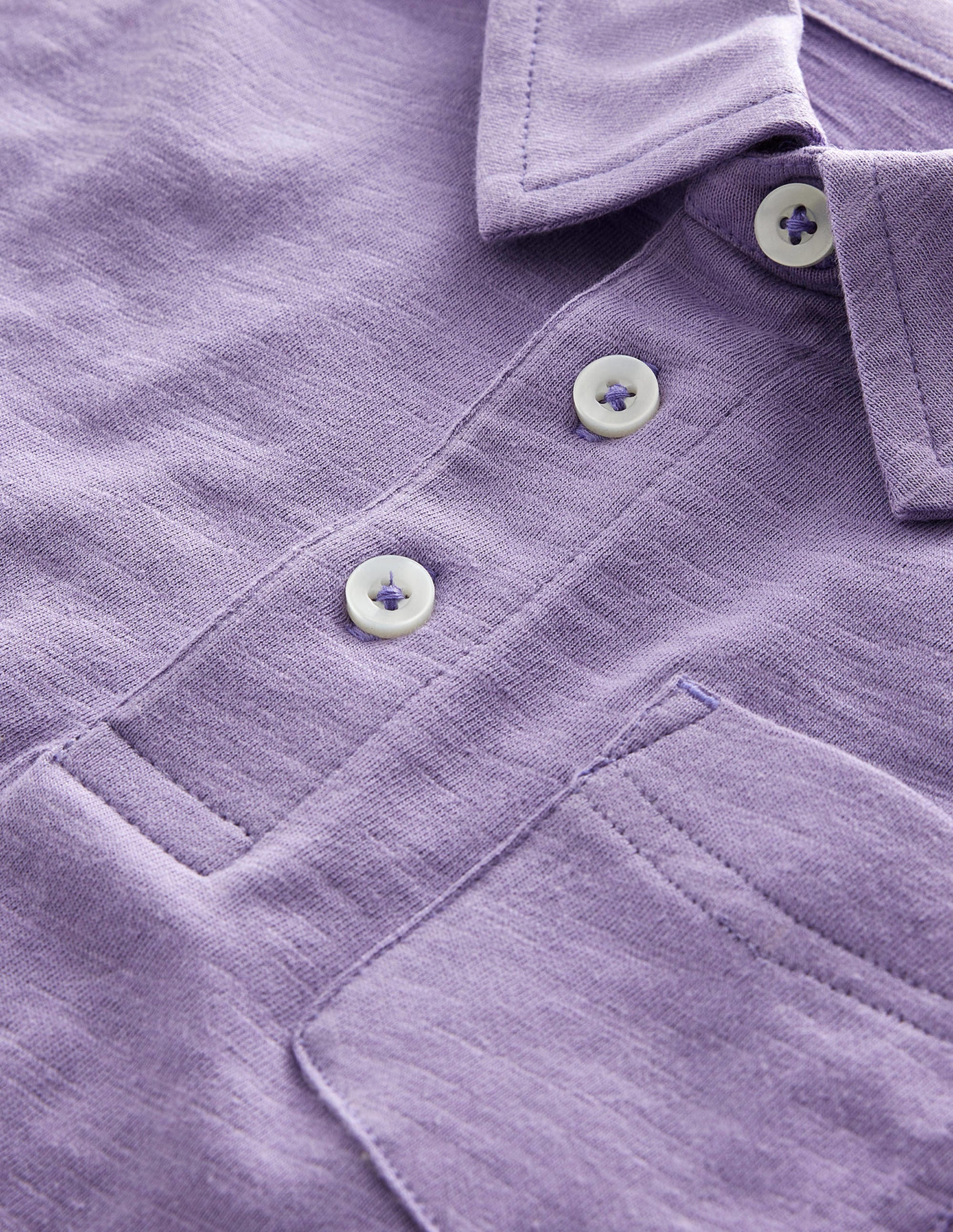 Slub Polo Shirt-Misty Lavender - Image 3