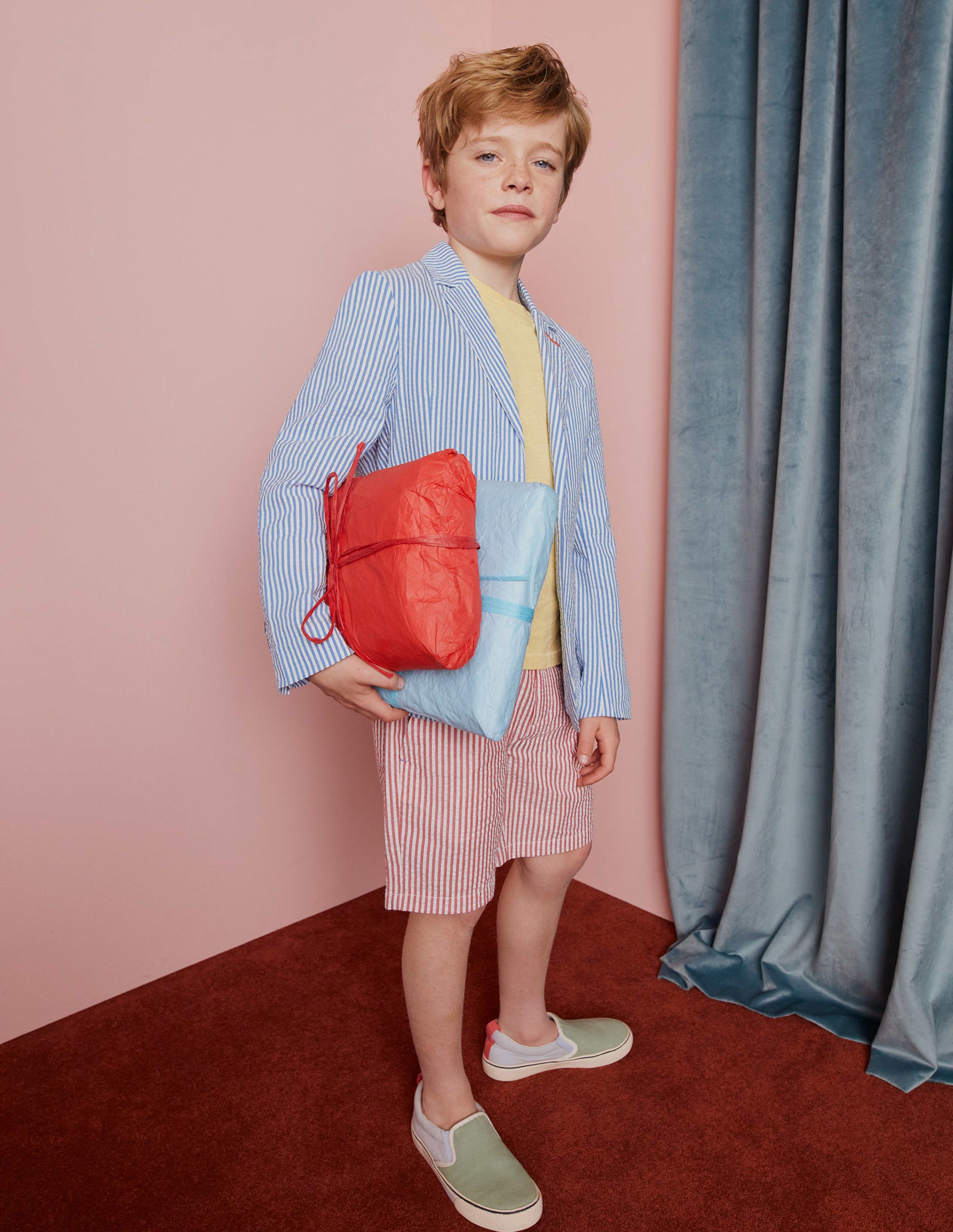 Seersucker Shorts-Jam Red/Ivory Stripe - Image 7