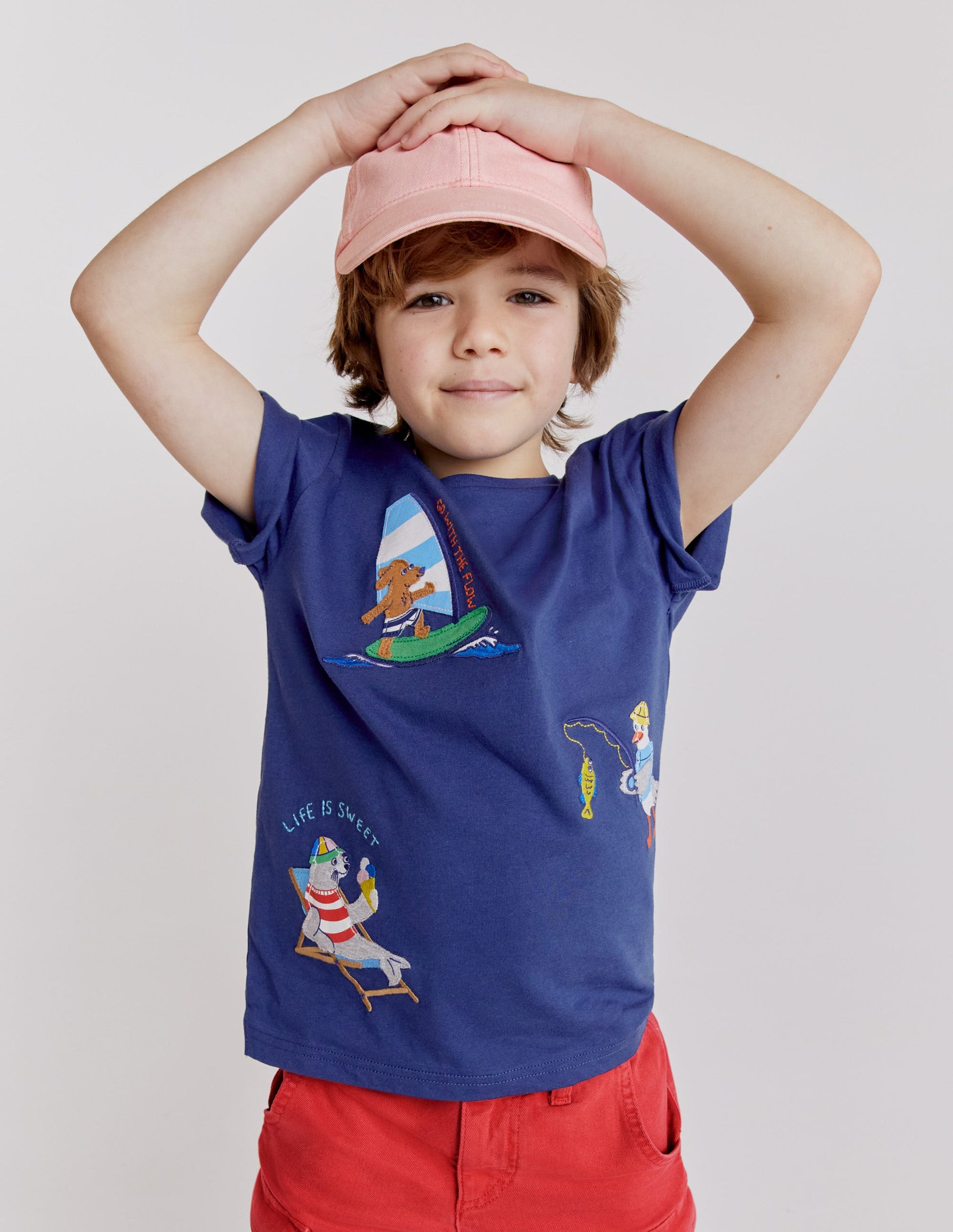 Mini Fun Appliqué T-shirt-Soft Starboard Blue-4
