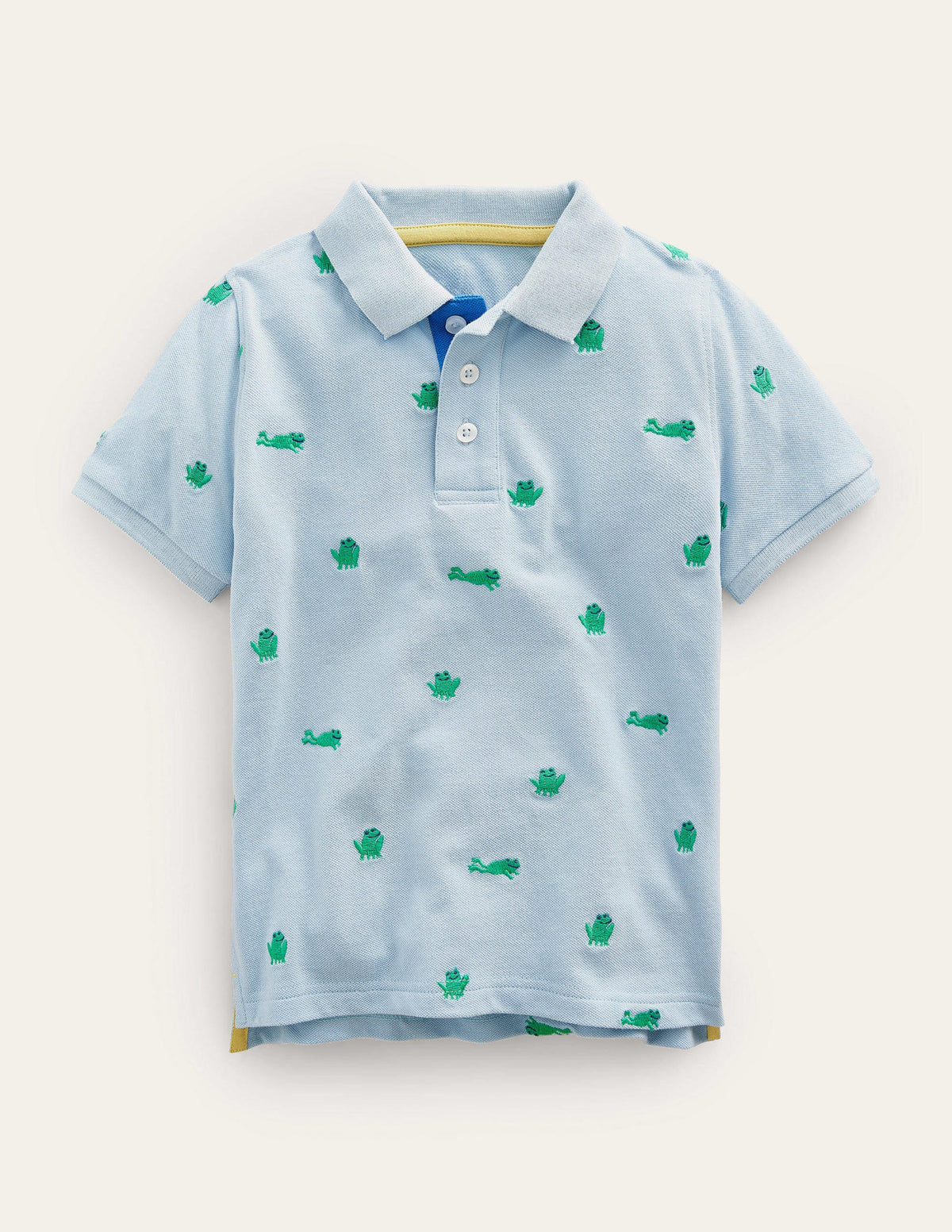 Embroidered Piqué Polo Shirt-Surfboard Blue Frogs - Image 1