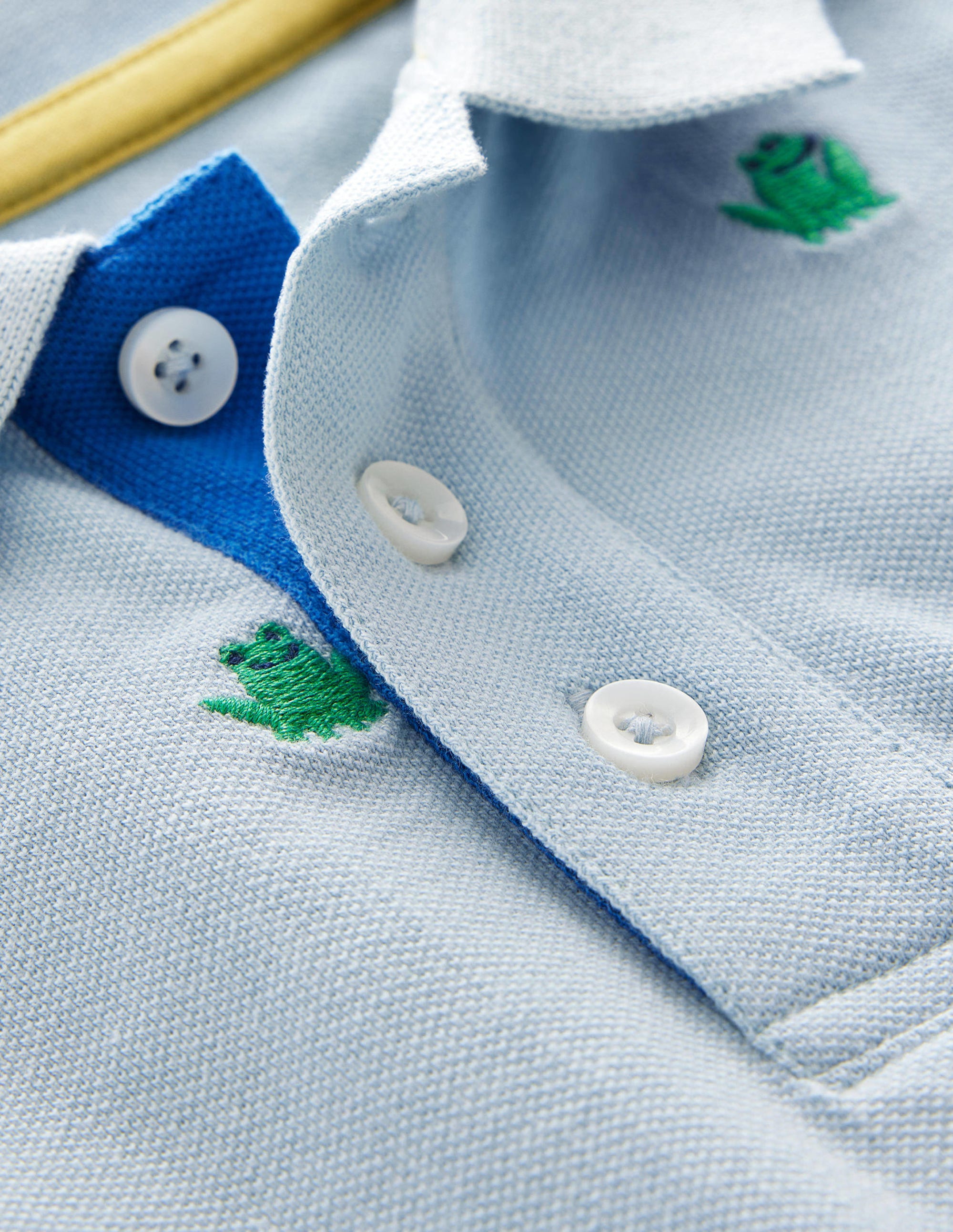 Embroidered Piqué Polo Shirt-Surfboard Blue Frogs - Image 3