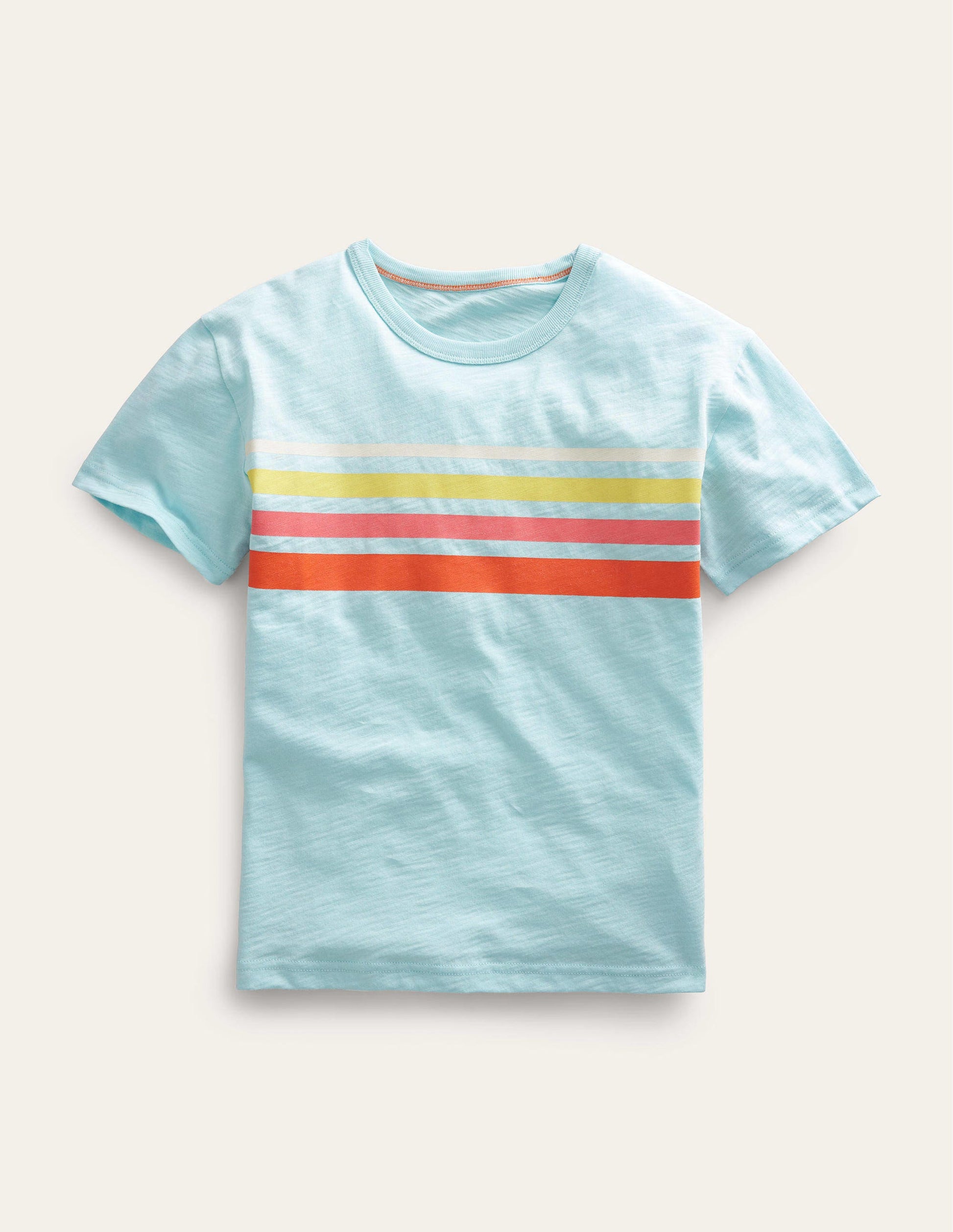 Relaxed Striped Cotton T-Shirt-Iced Aqua Blue-1