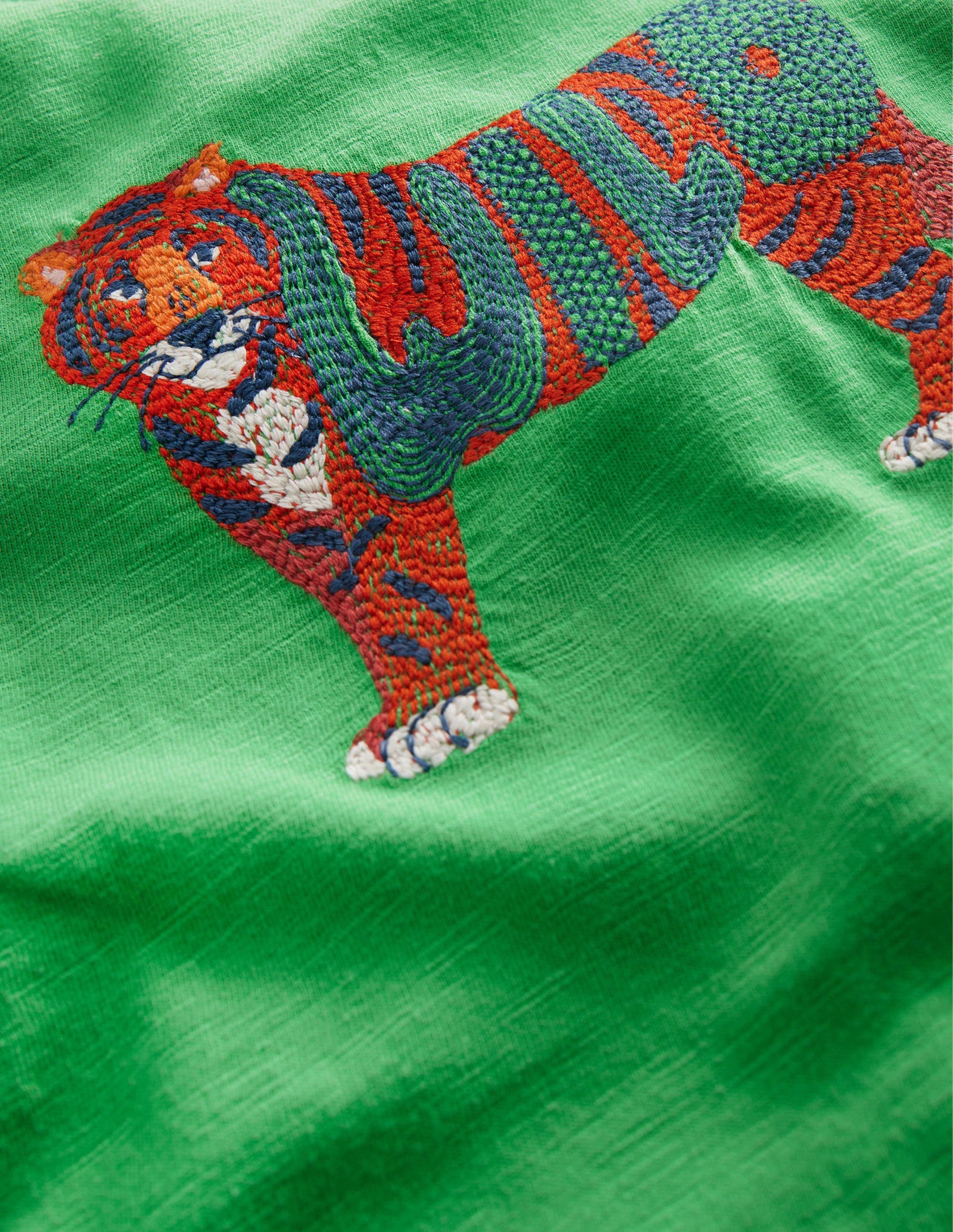 Animal Printed Cotton T-Shirt-Aloe Green Tiger-3