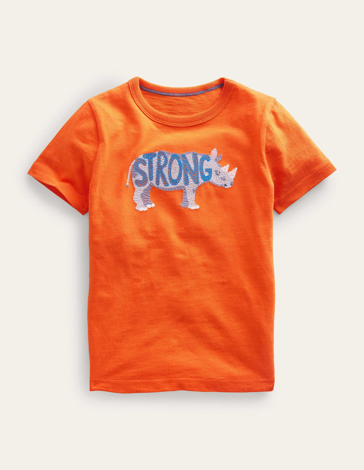 Animal Printed Cotton T-Shirt-Fire Opal Orange Rhino - Image 1
