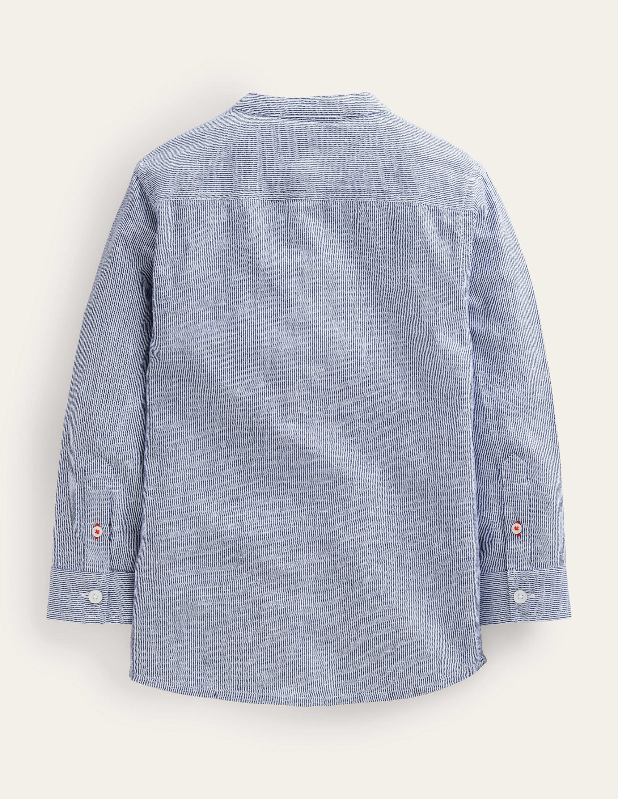 Patterned Grandad Shirt-Blue Ticking - Image 2