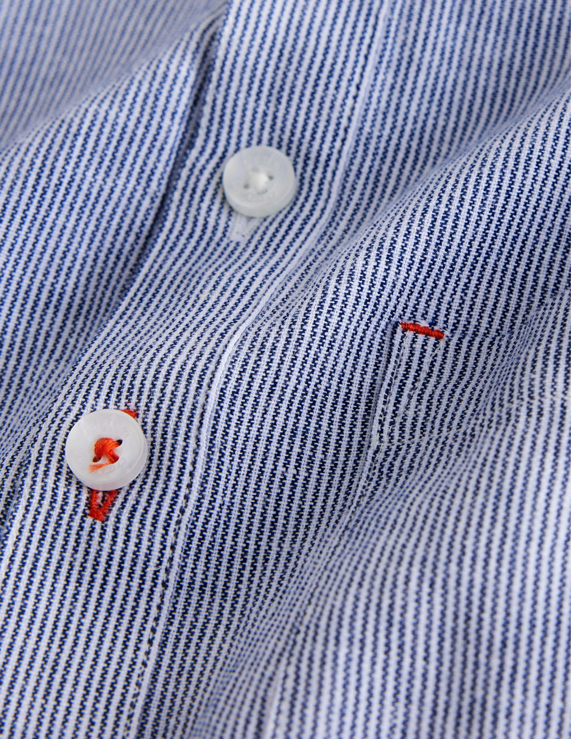 Patterned Grandad Shirt-Blue Ticking - Image 3