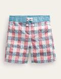 Gingham Board Shorts-Pink/Green Check