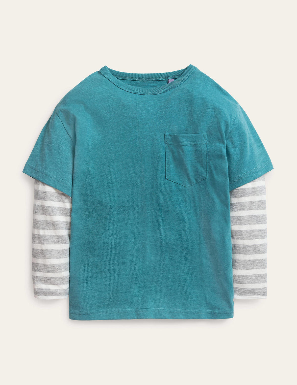 Mock Long Sleeve T-Shirt-Brittany Blue - Image 1