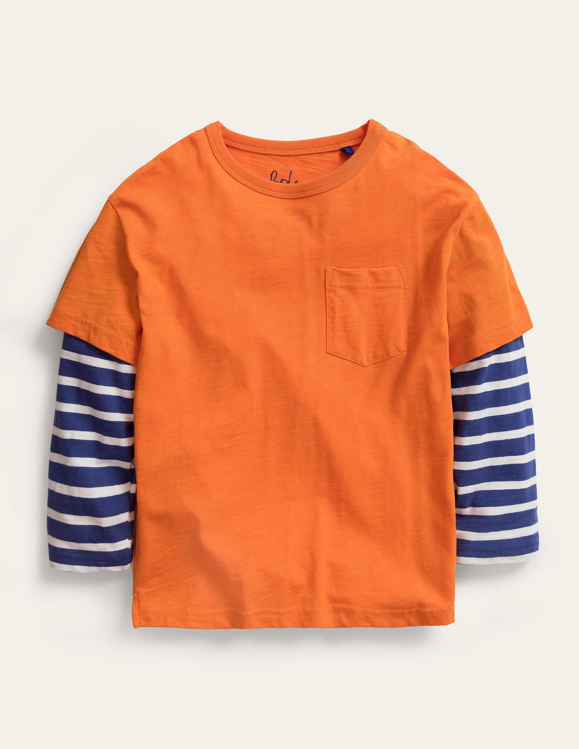 Mock Long Sleeve T-Shirt-Fire Opal Orange-1