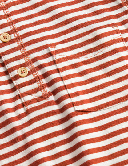 Long Sleeved Henley T-shirt-Roast Chestnut/White-3