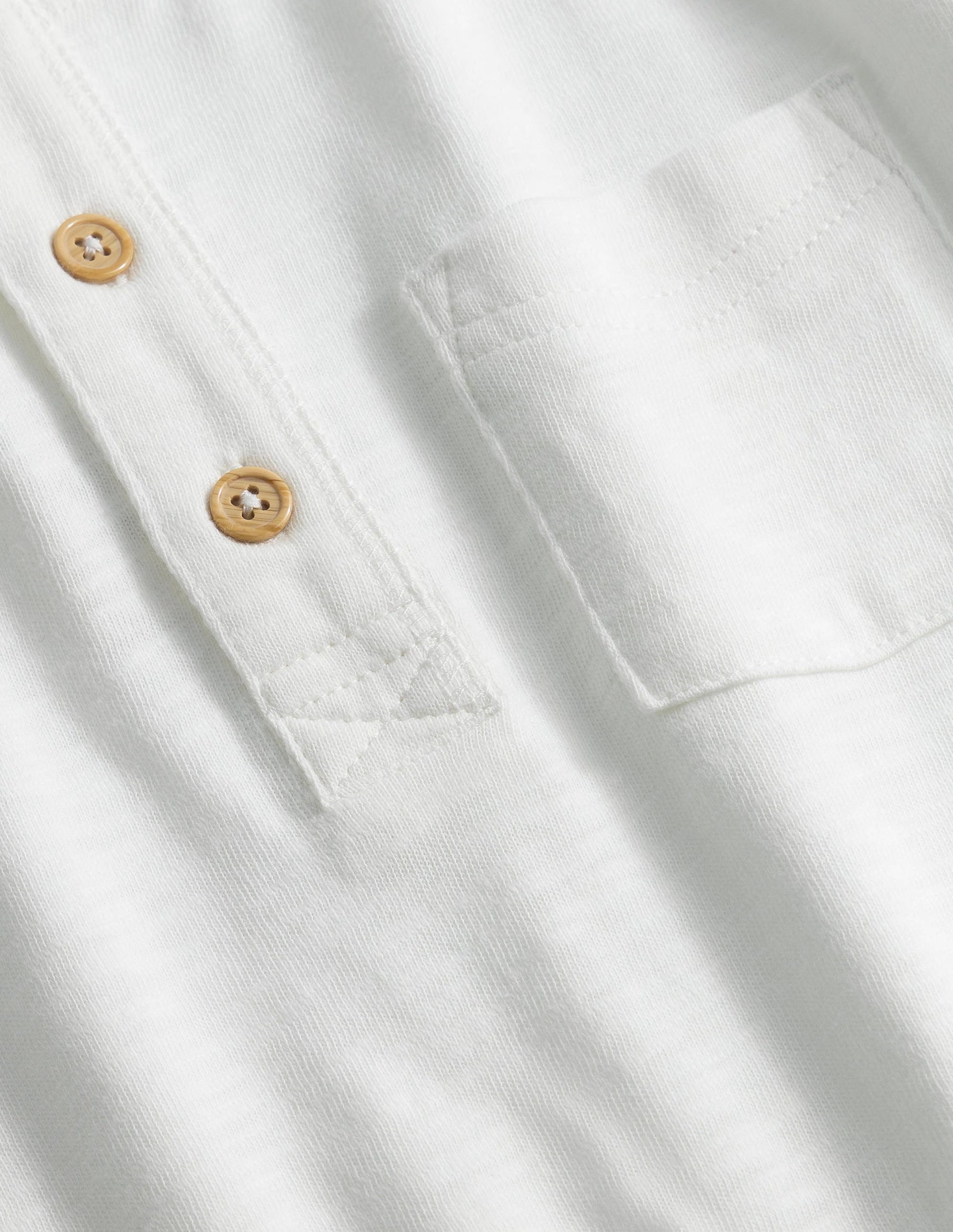 Long Sleeved Henley T-shirt-White-3