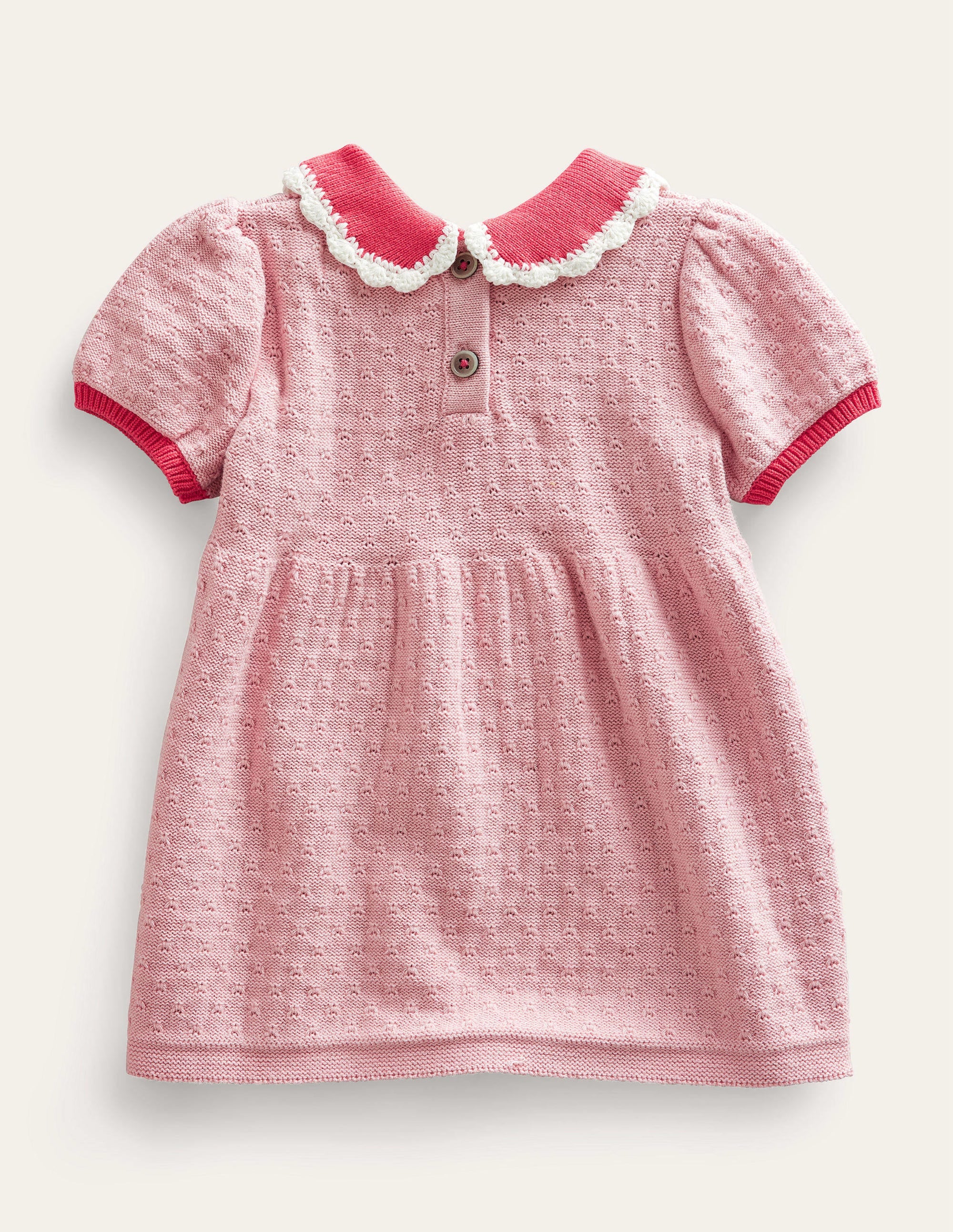 Puff Sleeve Knitted Dress-Boto Pink - Image 2