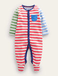 GOTS Hotchpotch Sleepsuit-Bright Multi Stripe
