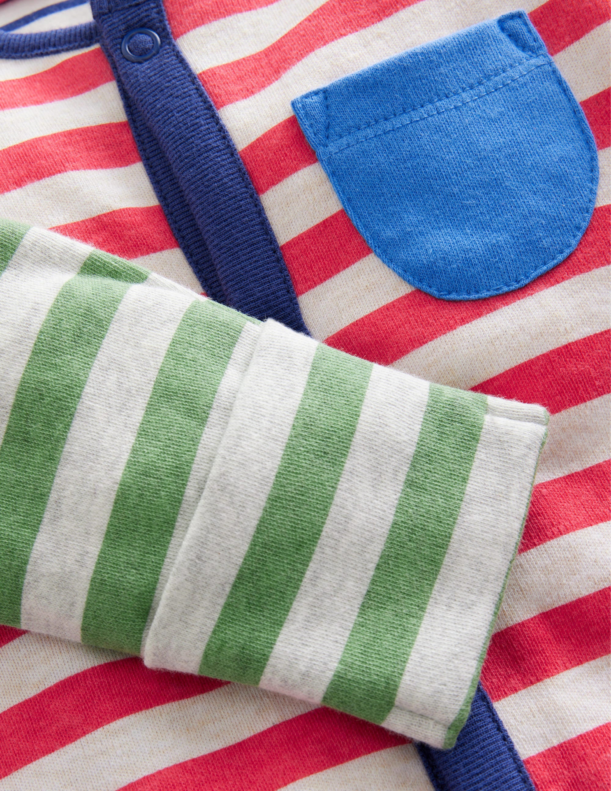 GOTS Hotchpotch Sleepsuit-Bright Multi Stripe - Image 3