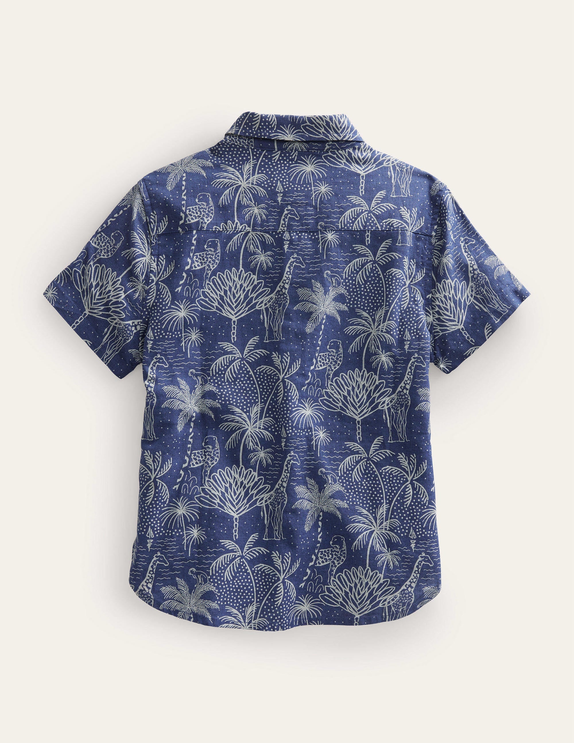 Cotton Linen Shirt-Blue Island Palm - Image 2