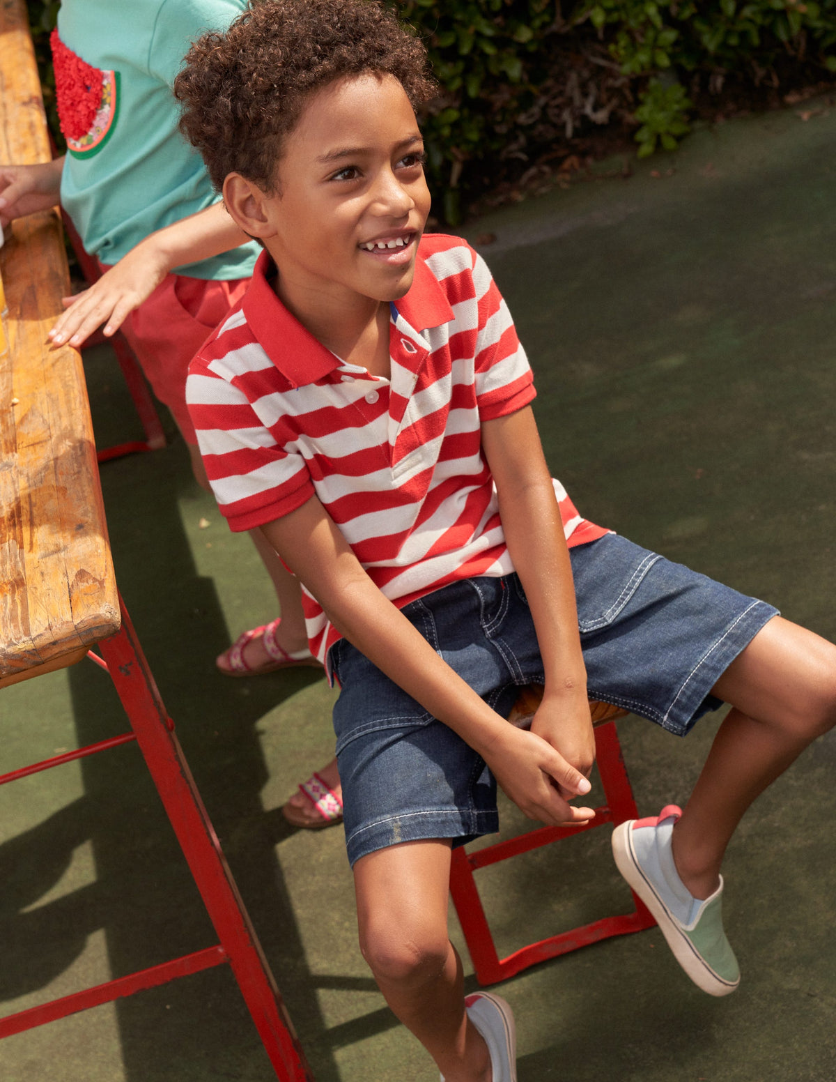 Piqué Polo Shirt-Breton Ivory/Red - Image 4