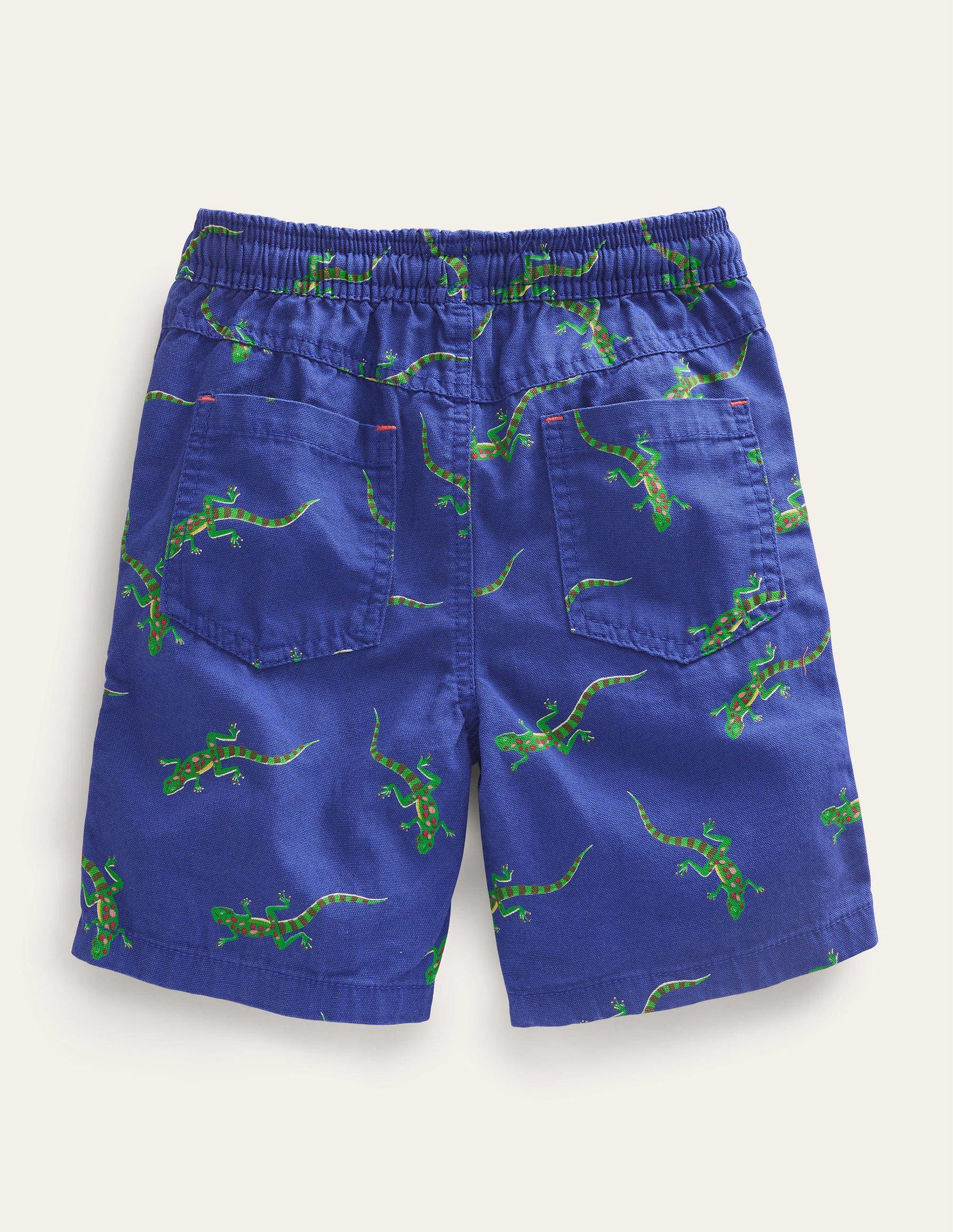 Pull-on Drawstring Shorts-Blue Ticking Croc Embroidery-2