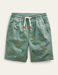 Pull-on Drawstring Shorts-Pottery Green Micro Cactus
