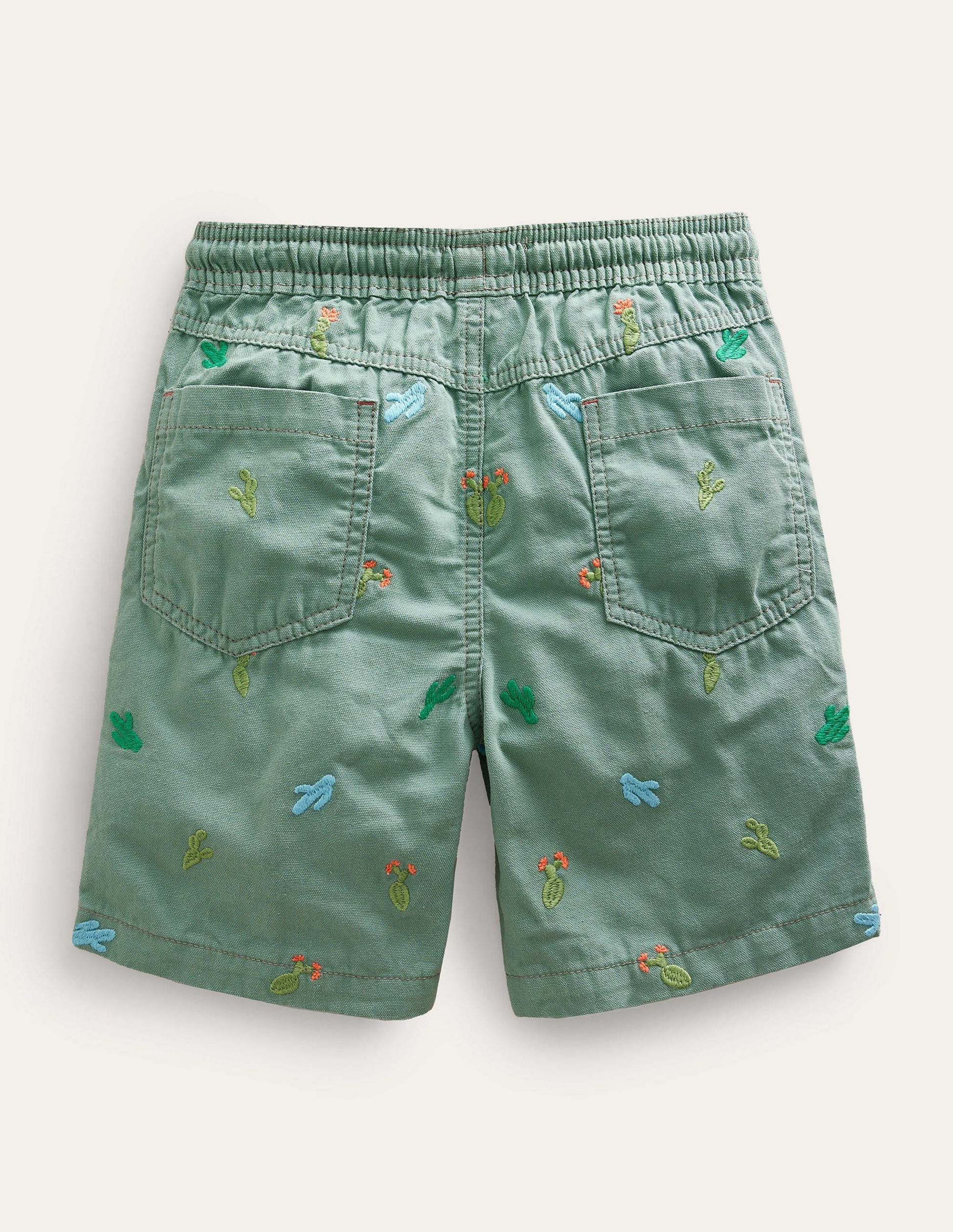 Pull-on Drawstring Shorts-Pottery Green Micro Cactus-2
